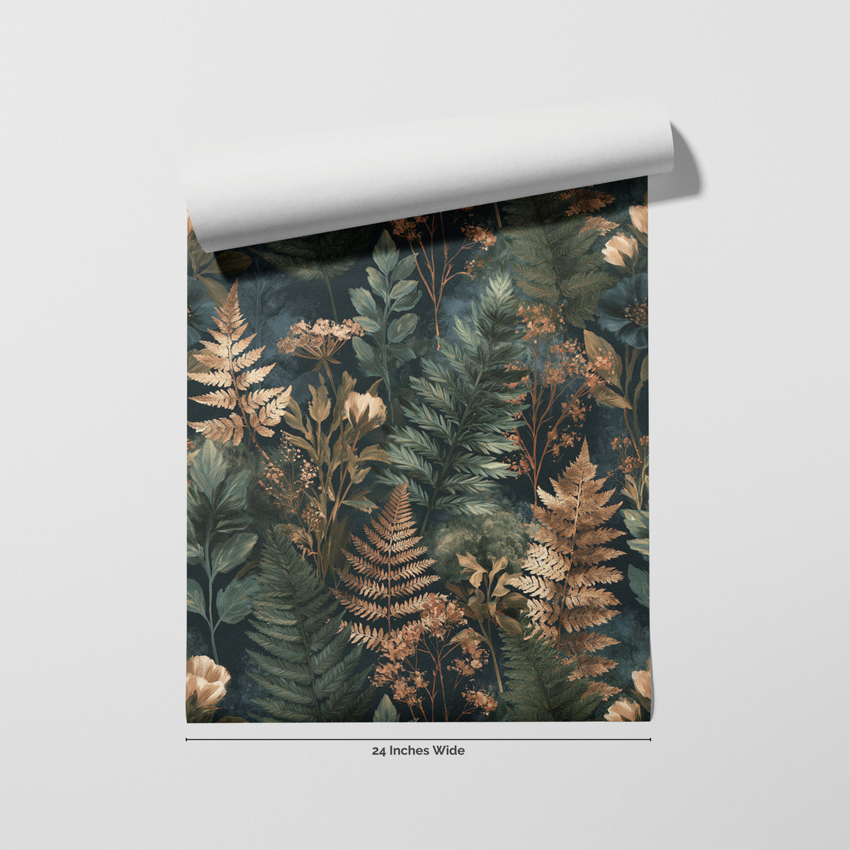 Golden Fernery wallpaper roll, 24 inches wide