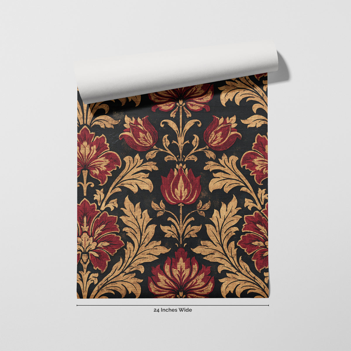 Scarlet Reliquary wallpaper roll, 24 inches wide