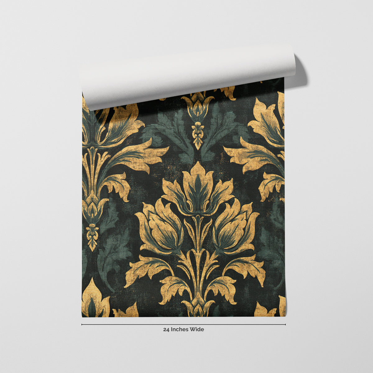 Abbey Gold wallpaper roll, 24 inches wide