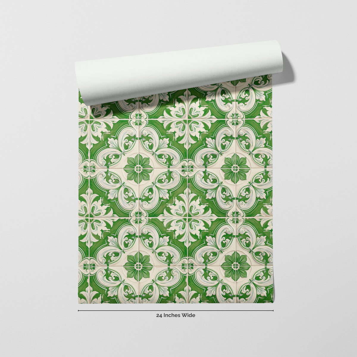 Porto Green wallpaper roll, 24 inches wide