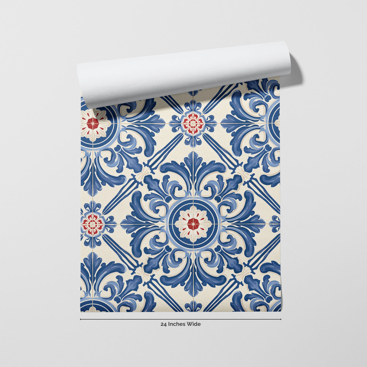 Coimbra Blue wallpaper roll, 24 inches wide