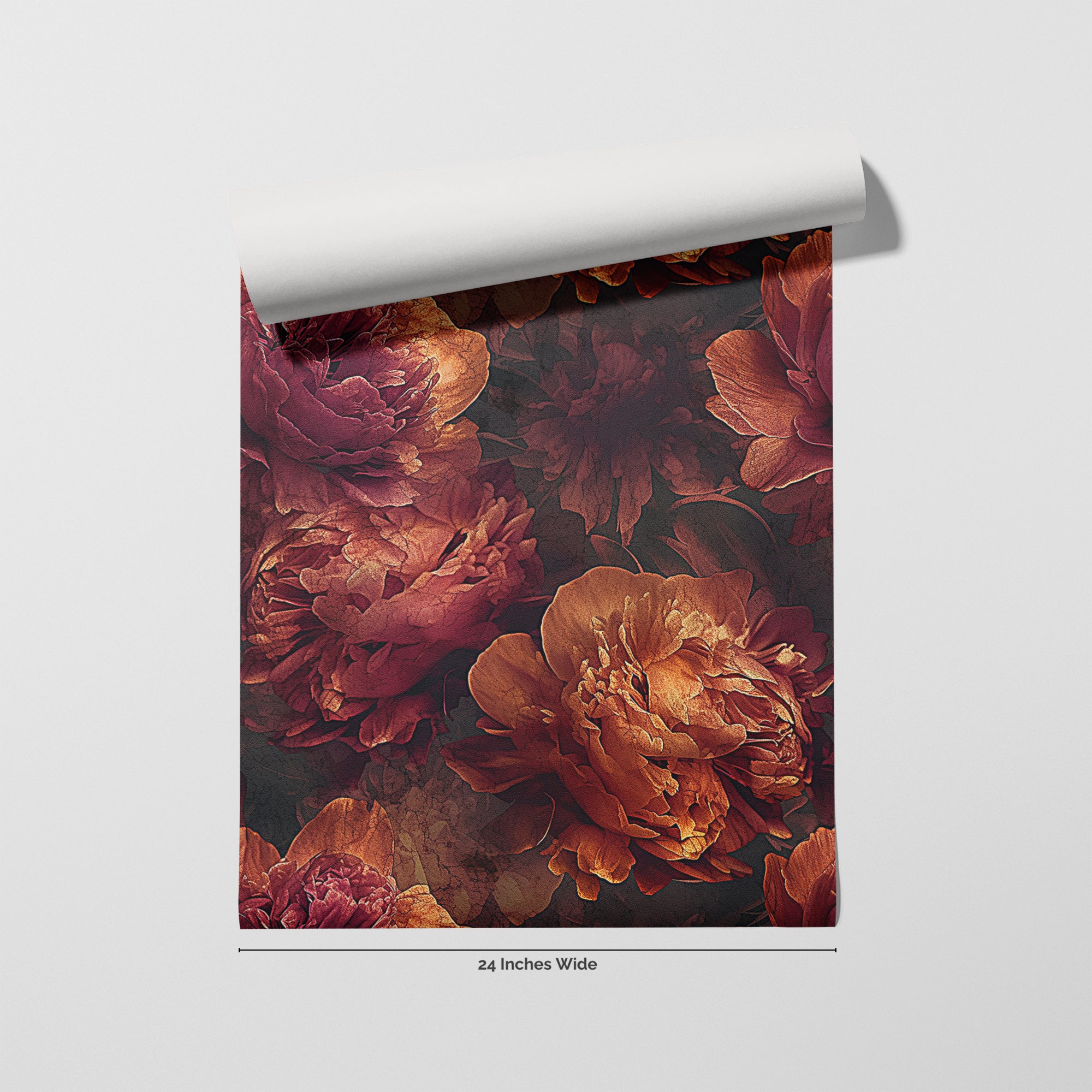 Velvet Peony wallpaper roll, 24 inches wide