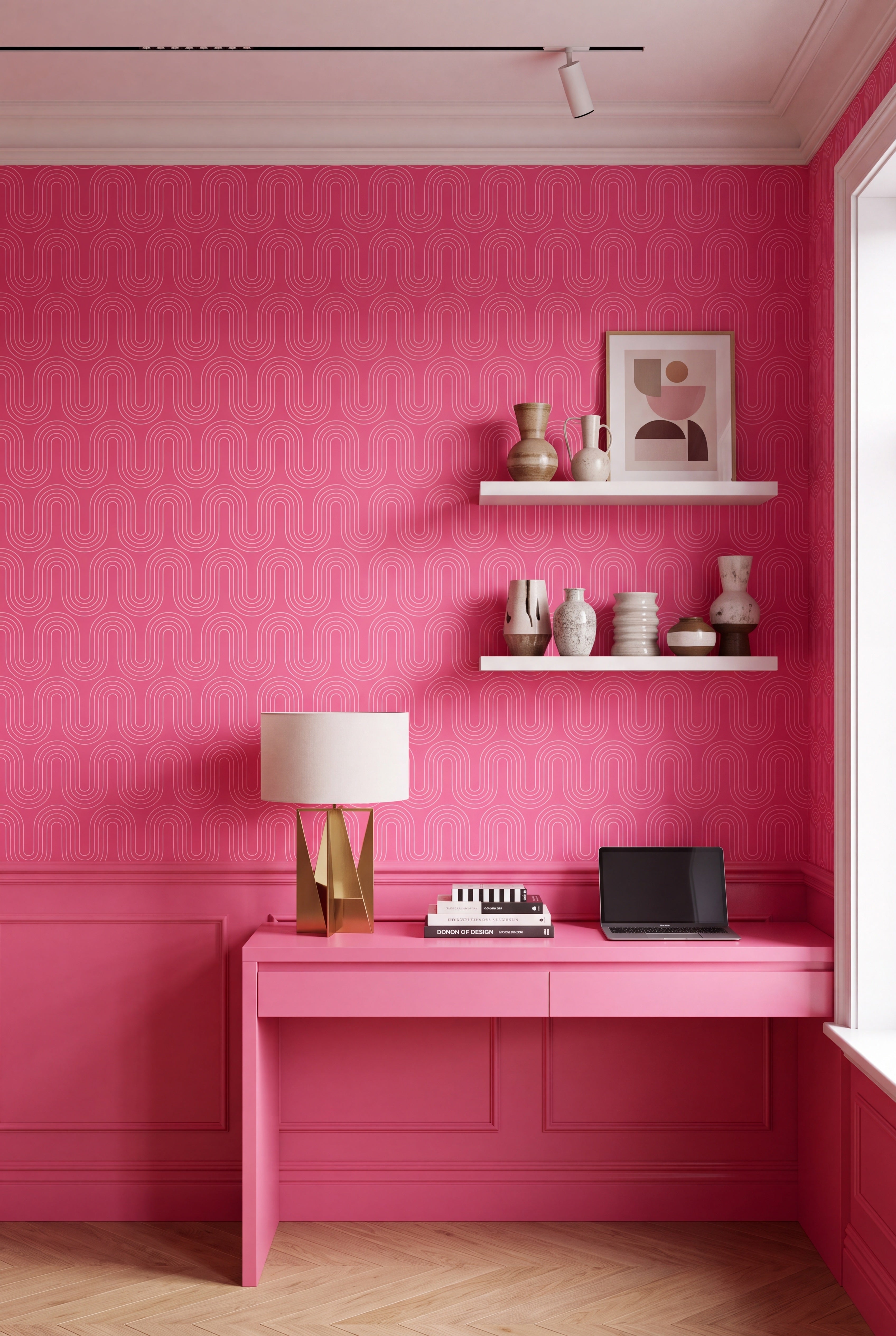 Wavy Baby wallpaper shown in a home office