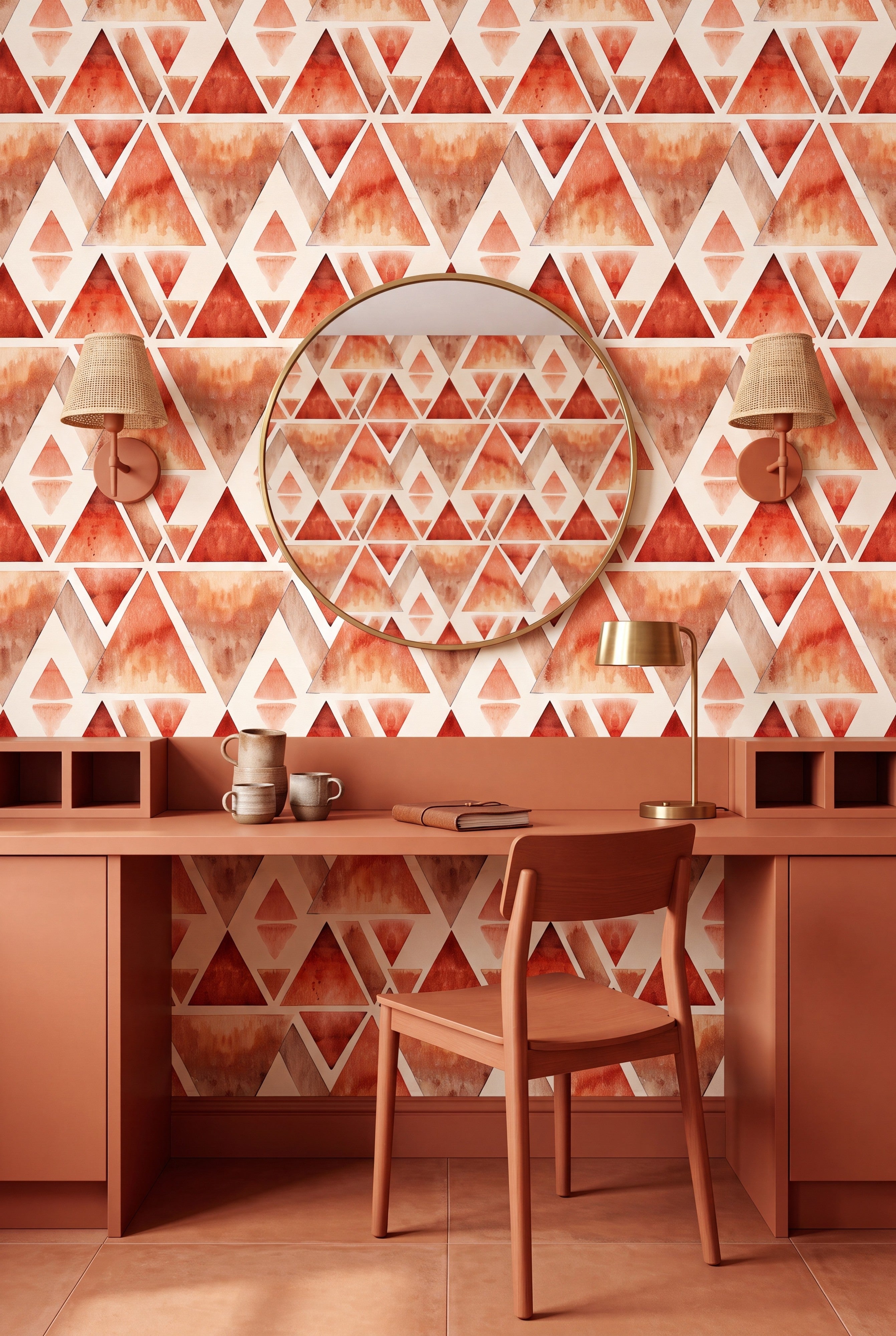 Santa Fe wallpaper shown in a home office