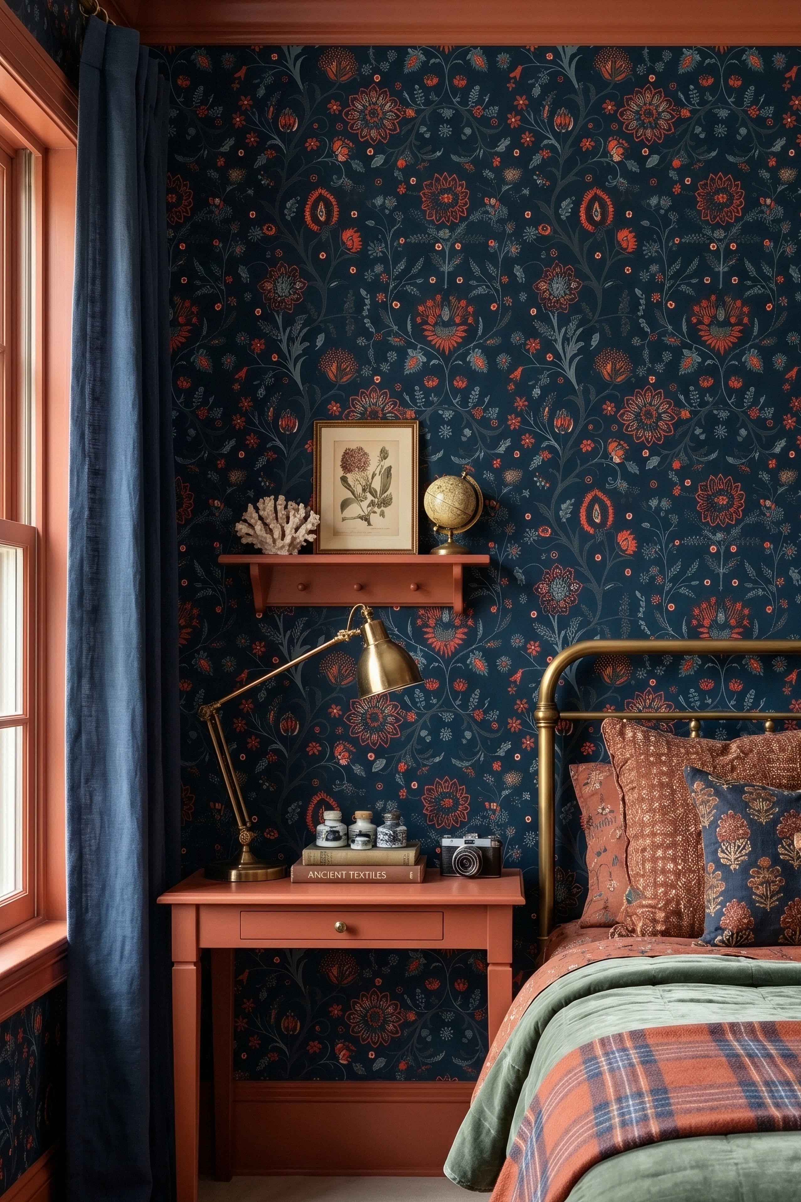 Nordic Nightfall wallpaper shown in a bedroom