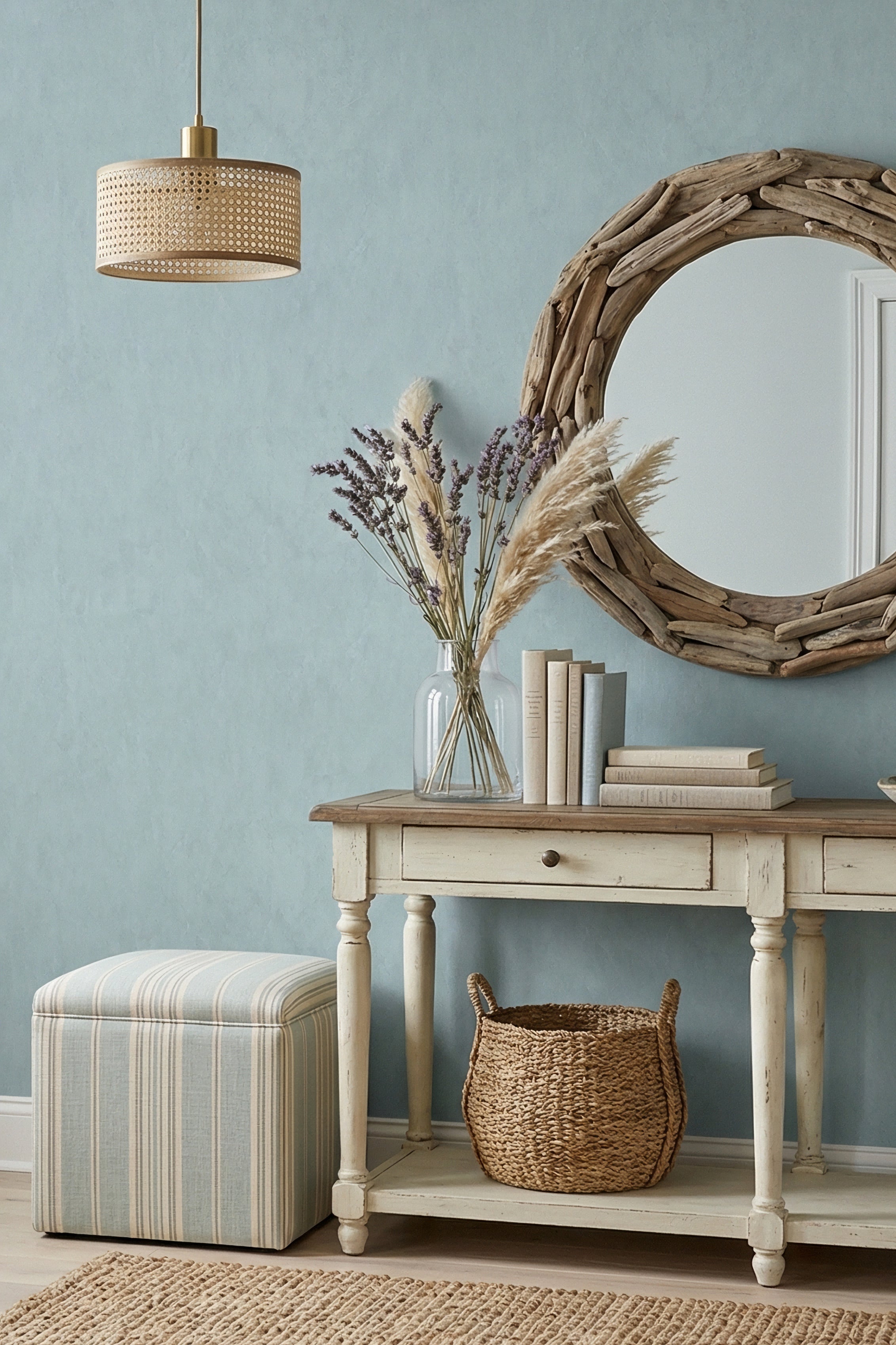 Tide Wash wallpaper shown in an entryway