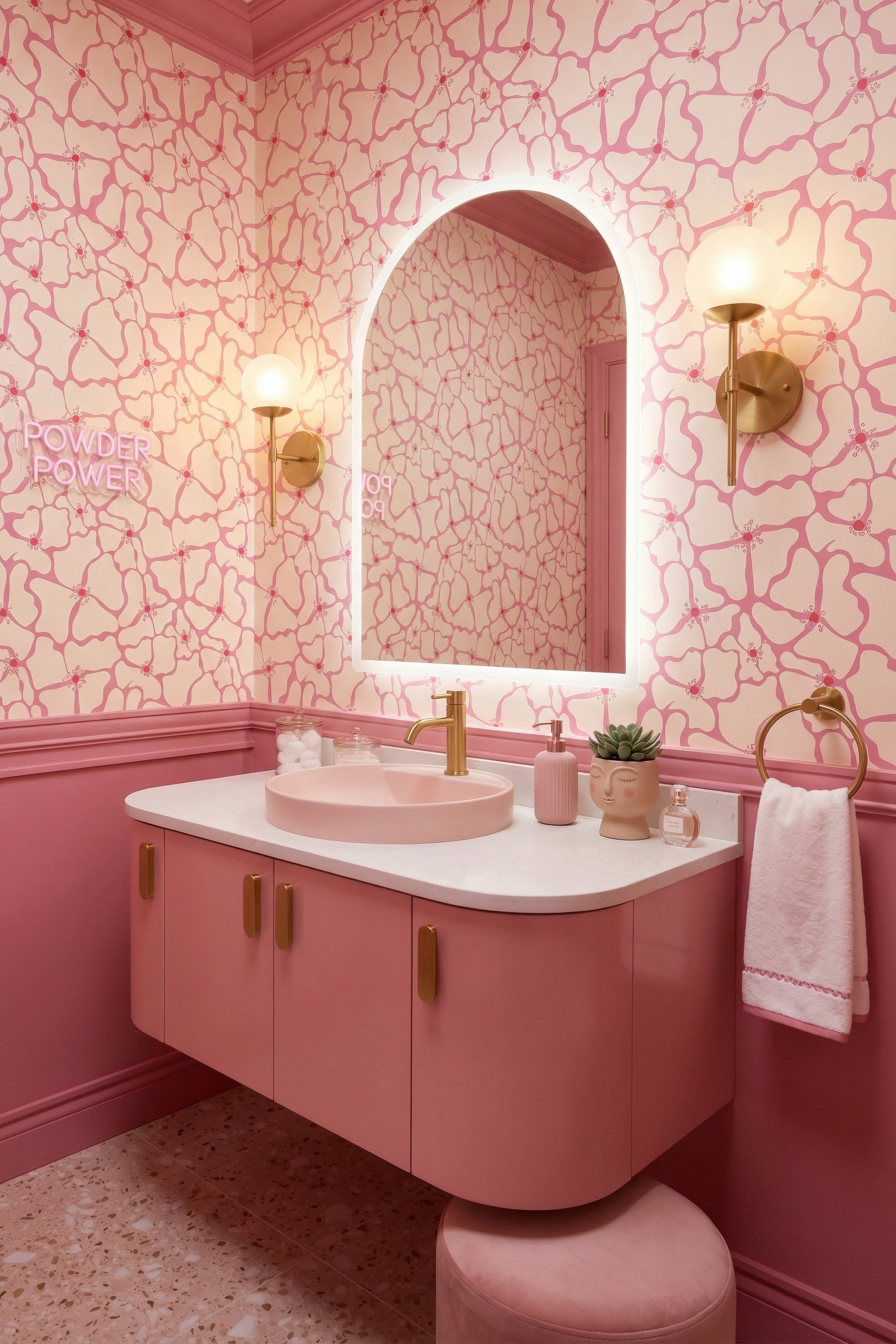 Big Bloom wallpaper shown in a powder room