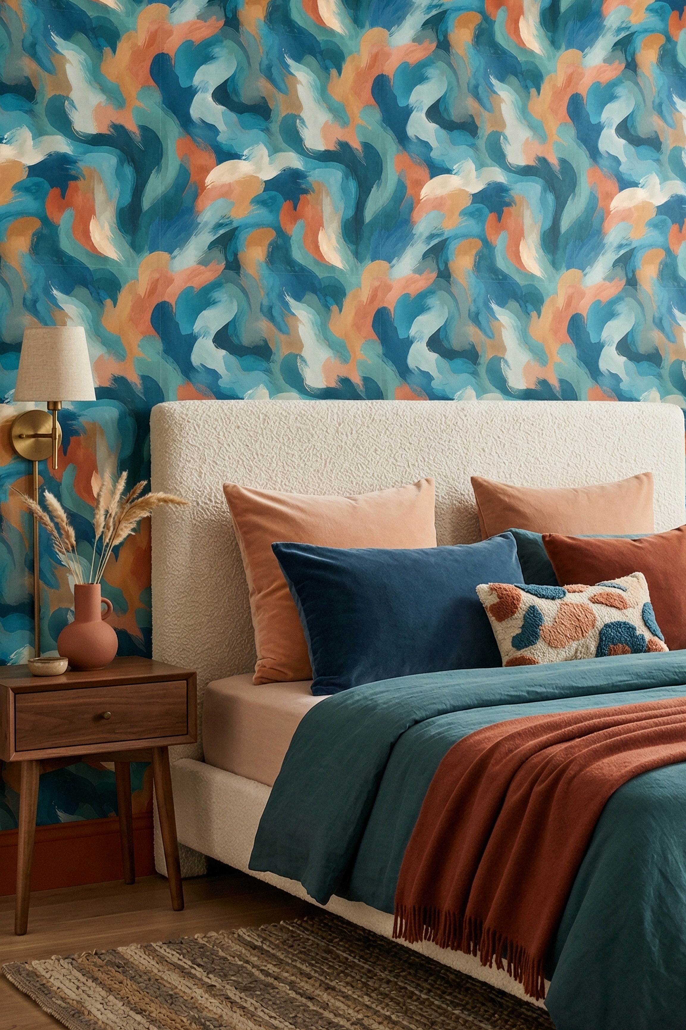 Nouveau Funk wallpaper shown in a bedroom