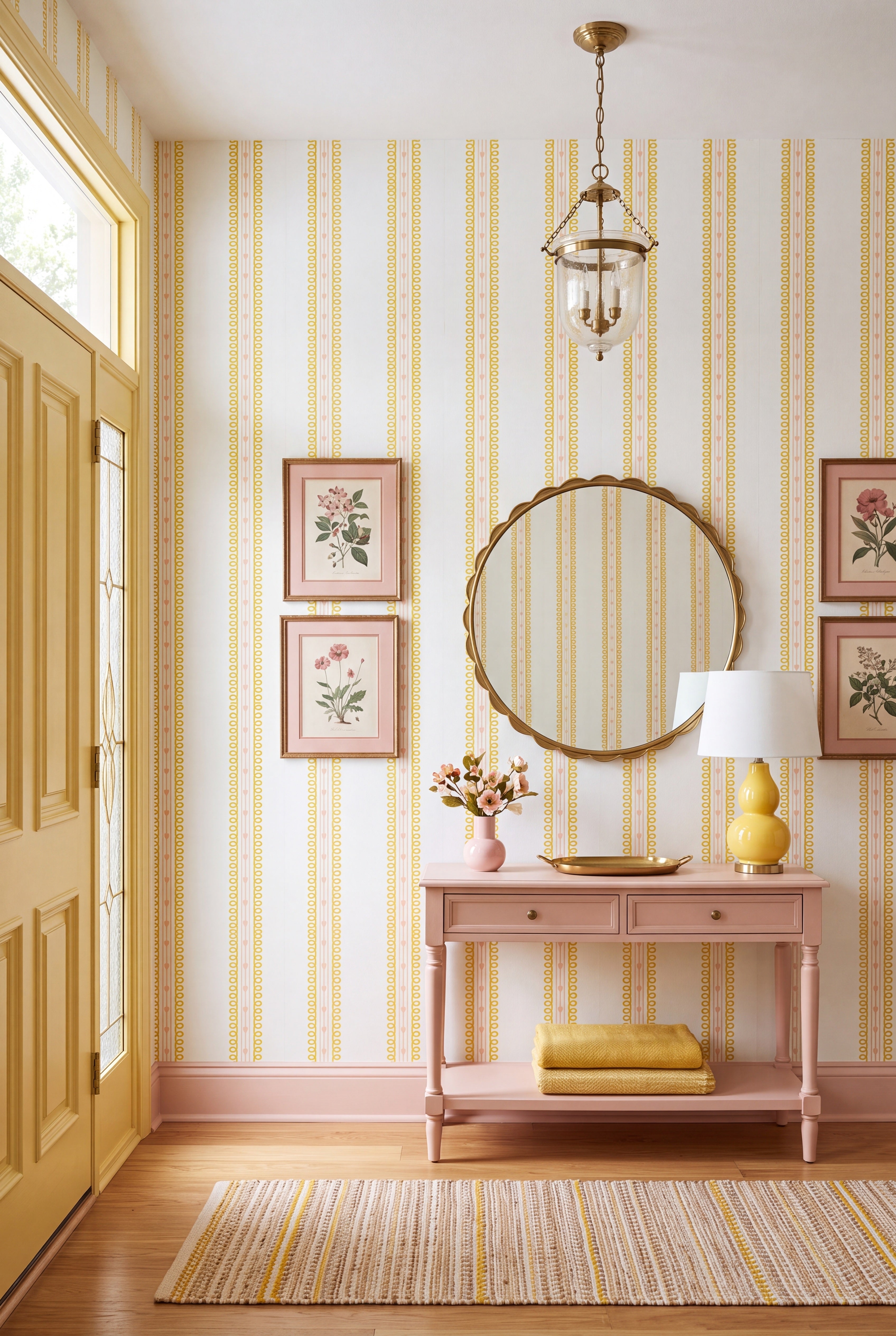 Candy Hearts wallpaper shown in an entryway