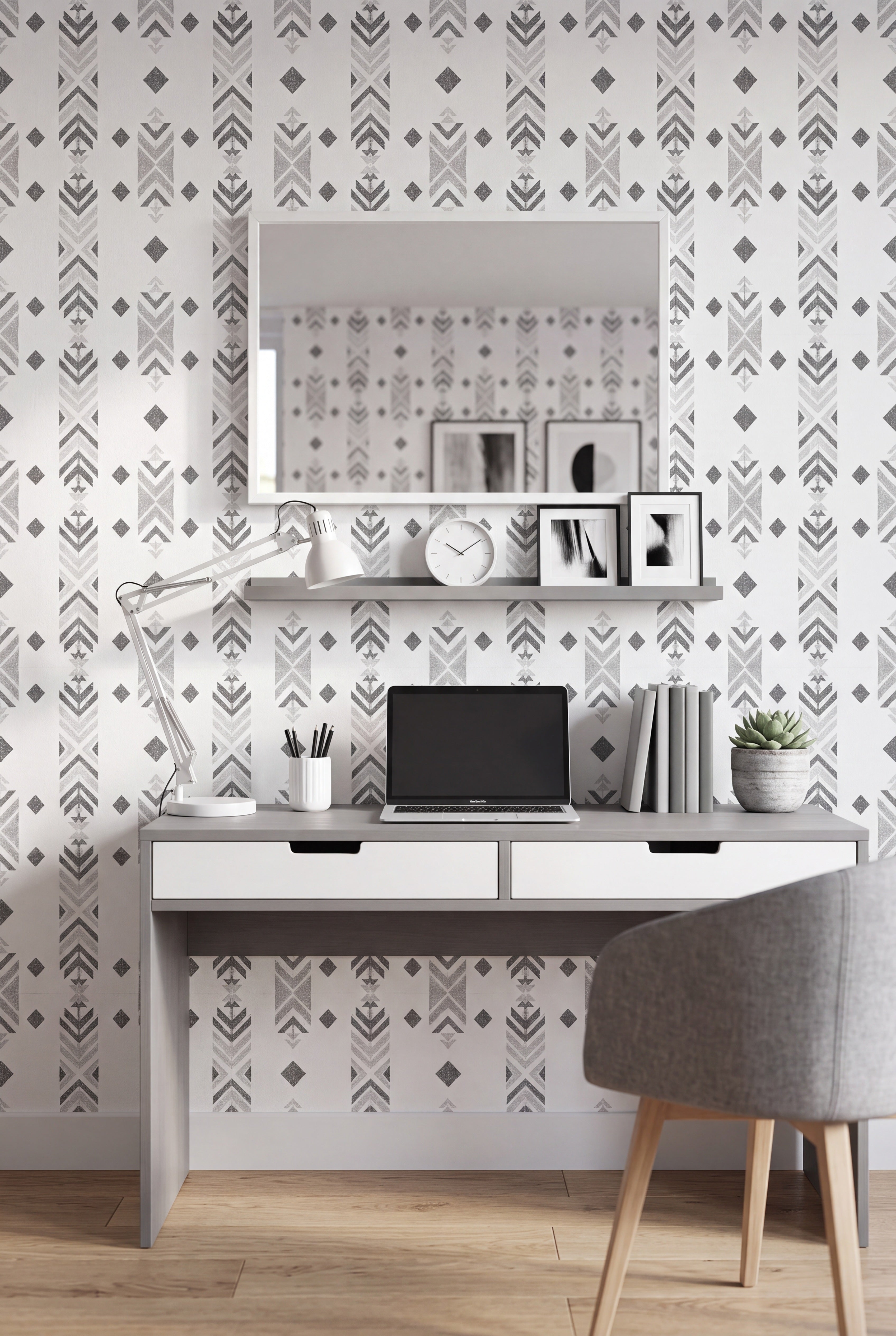 High Desert wallpaper shown in a home office