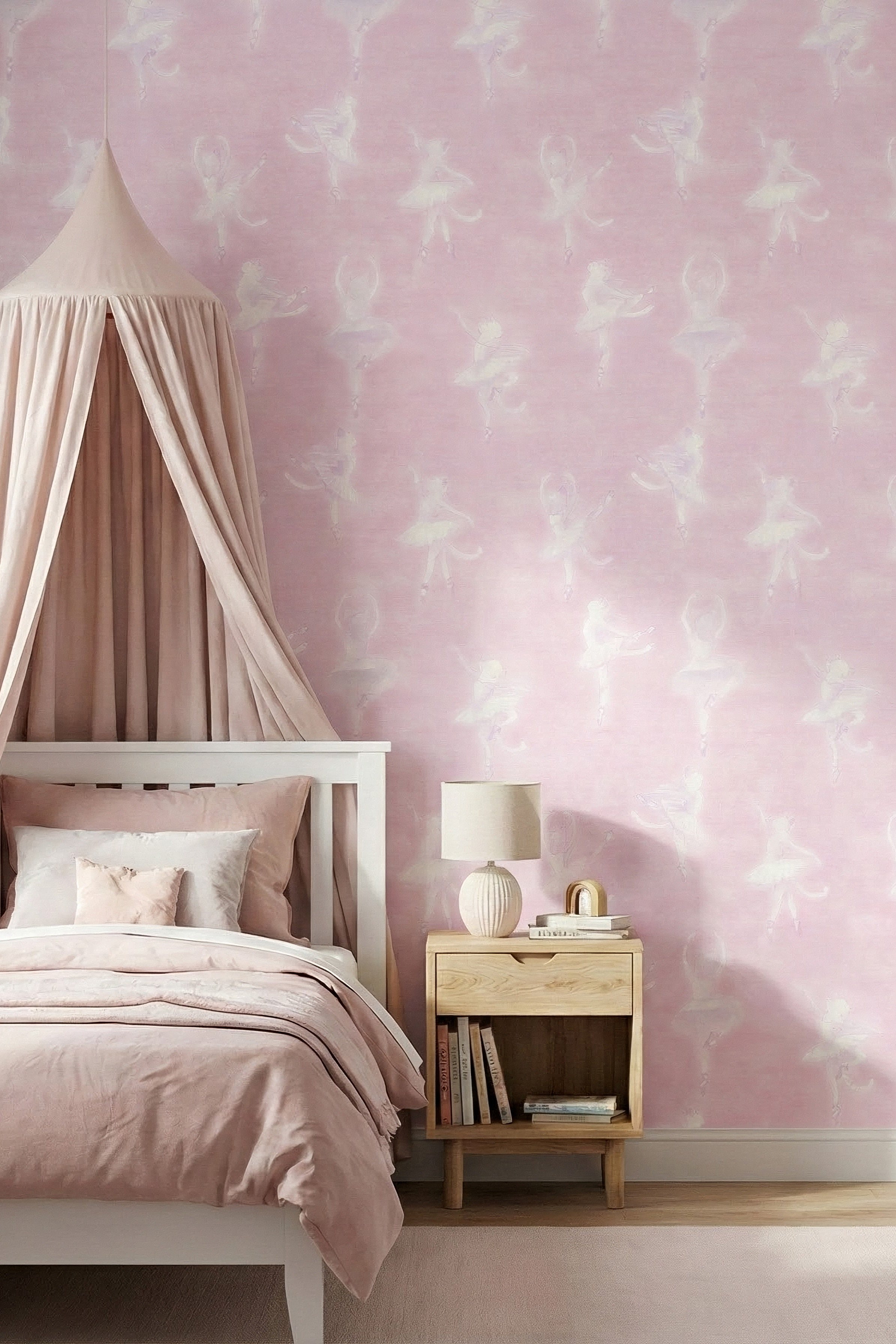Tutu Kitty wallpaper shown in a bedroom