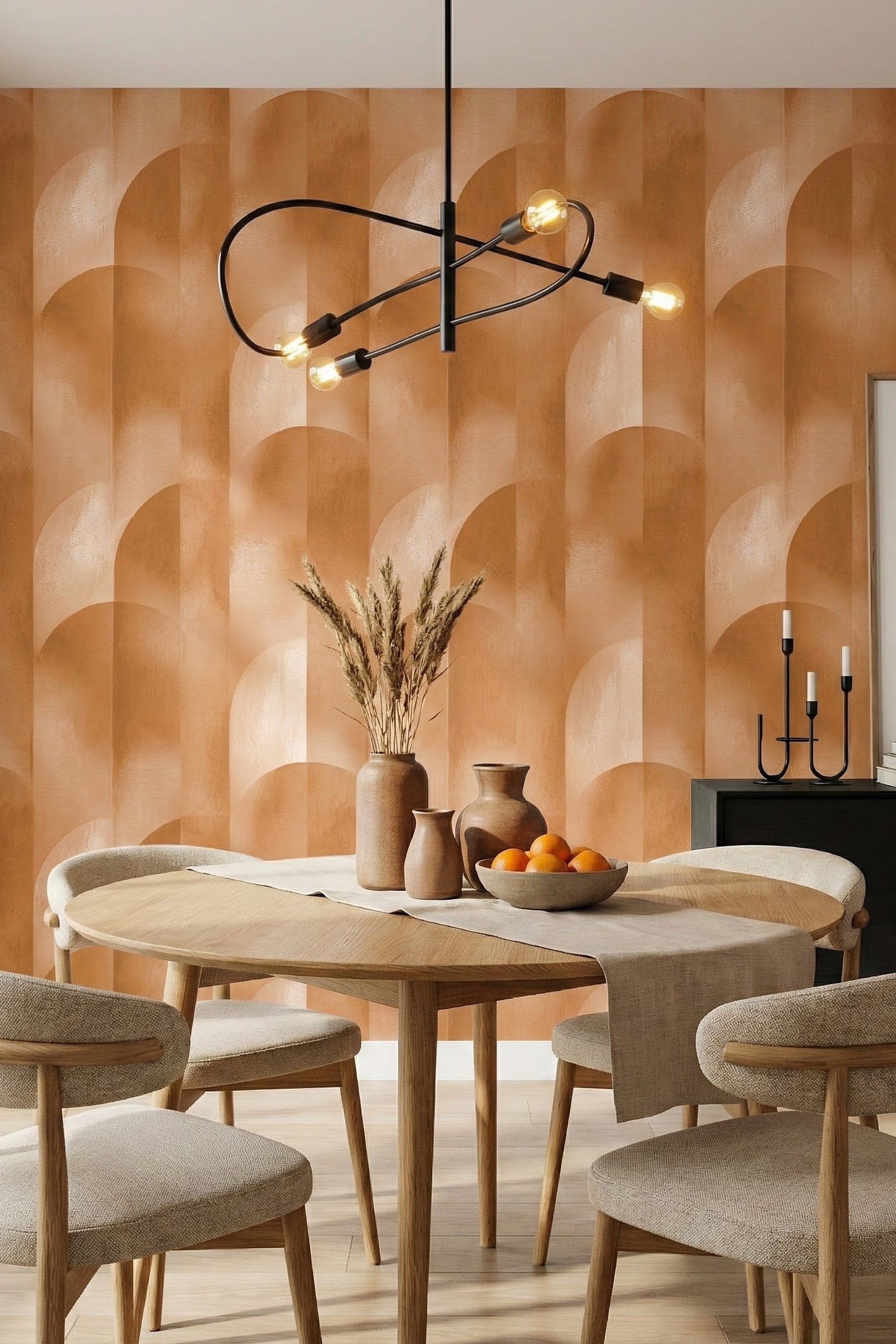 Terra Arch wallpaper shown in a dining room