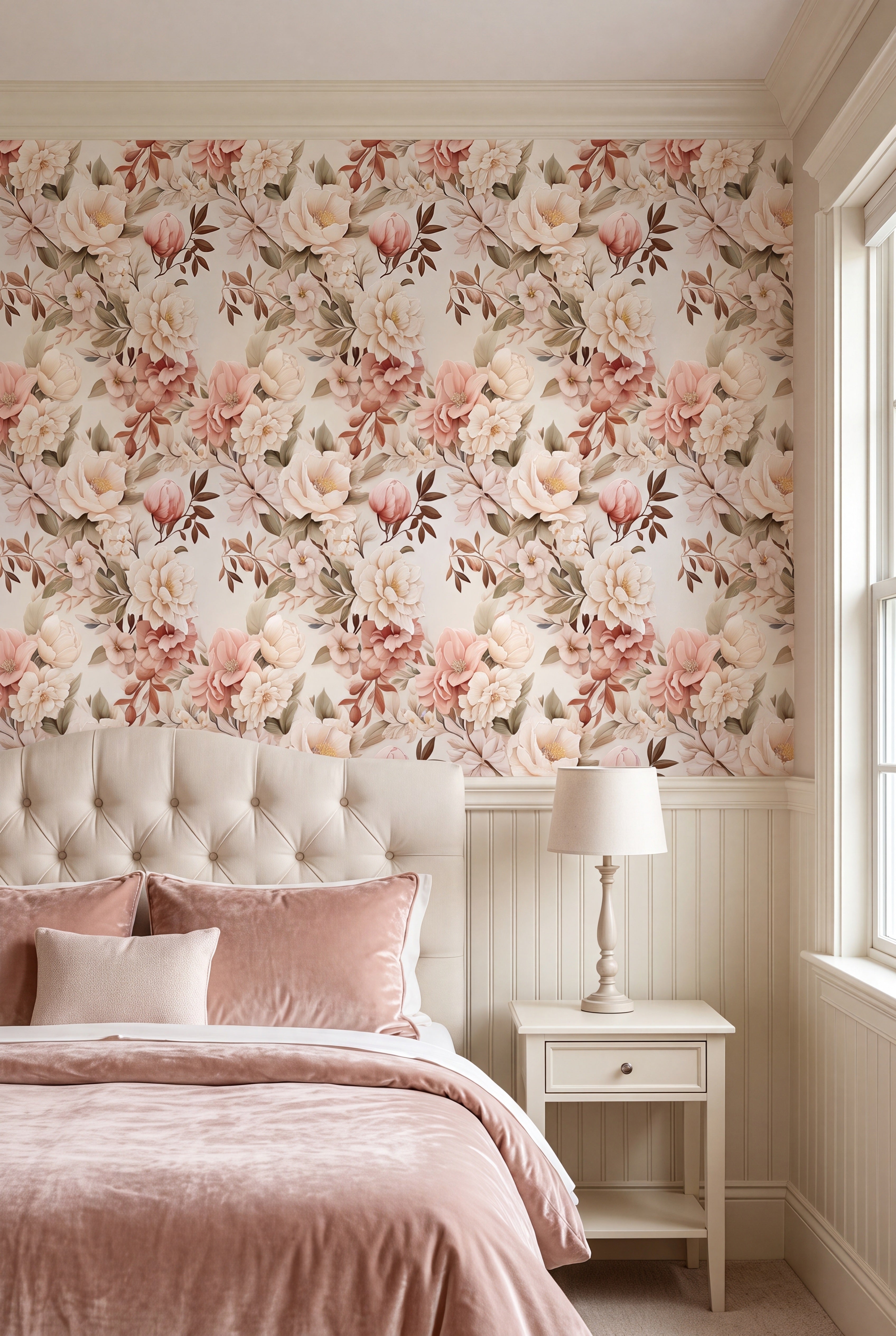 Antique Blush wallpaper shown in a kids' room