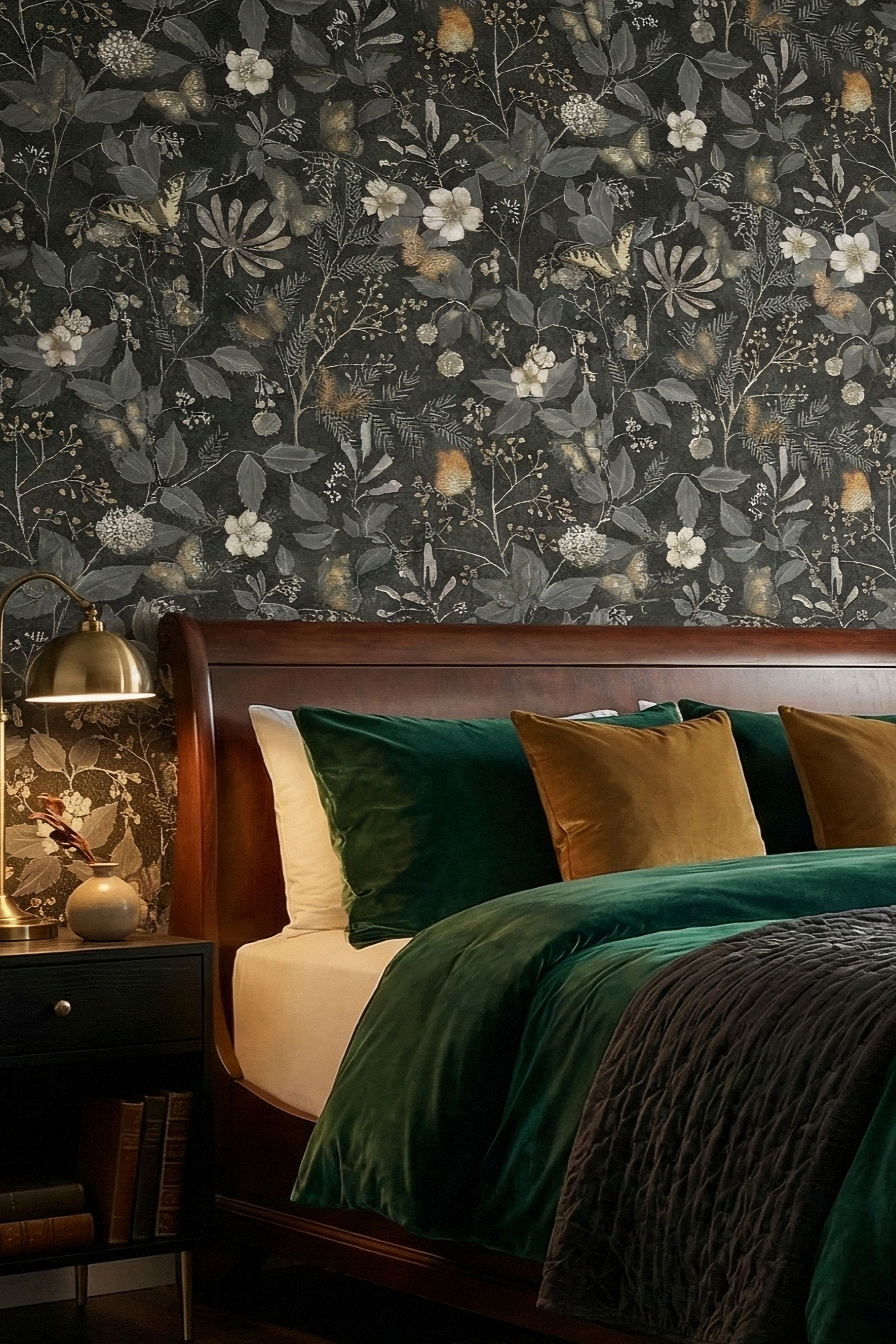 Velvet Flutter wallpaper shown in a bedroom