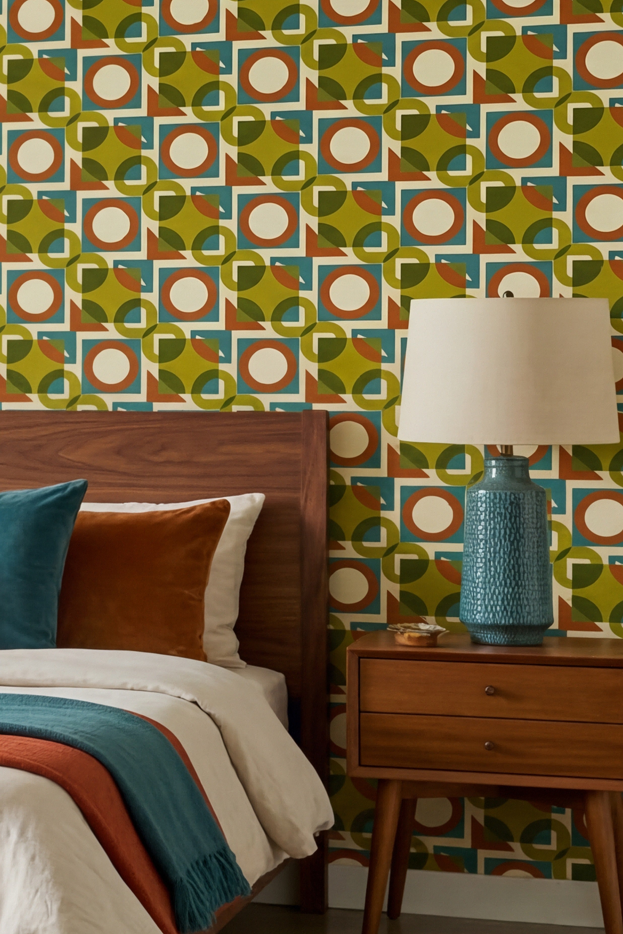 Groove Machine wallpaper shown in a bedroom