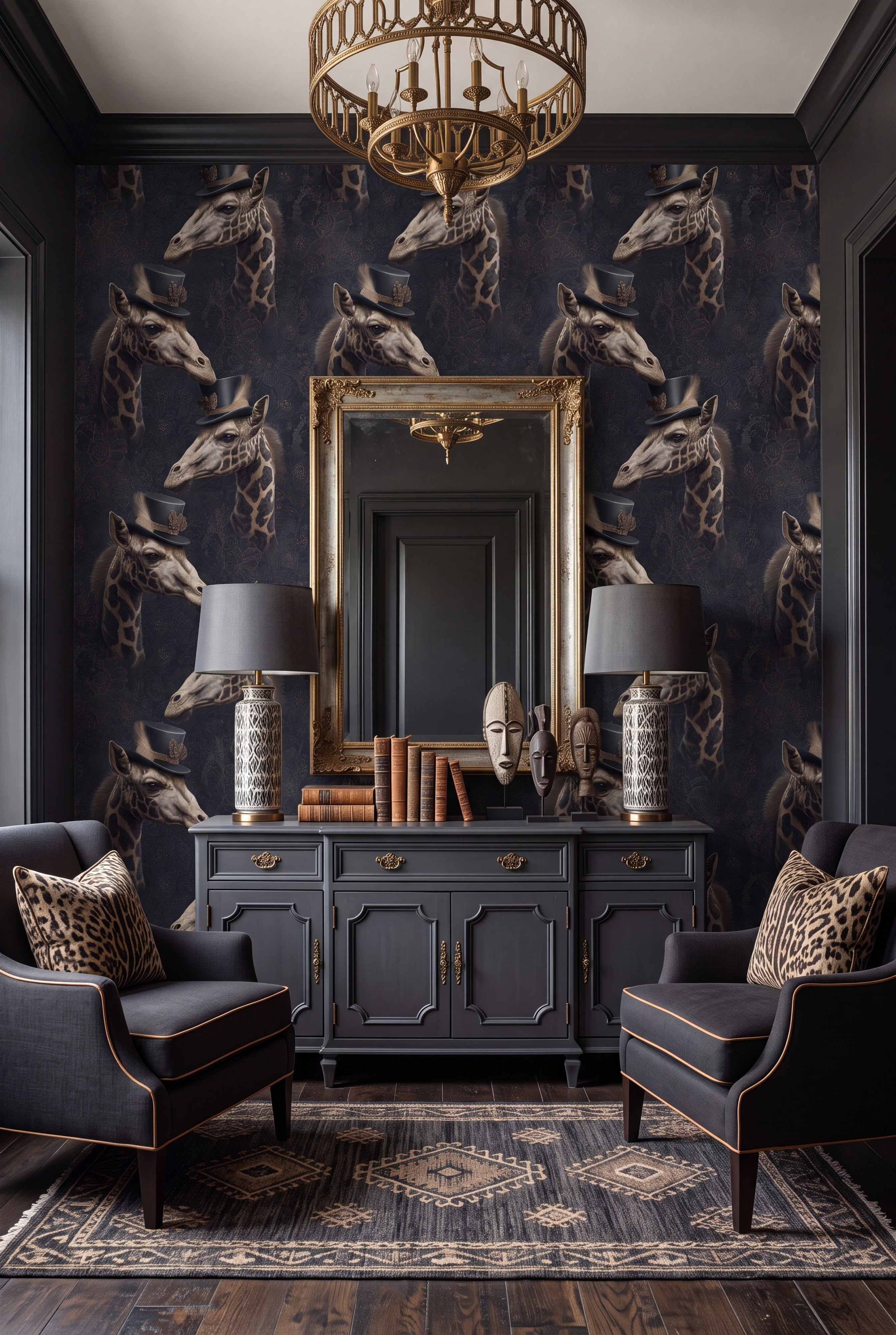 High Society wallpaper shown in an entryway