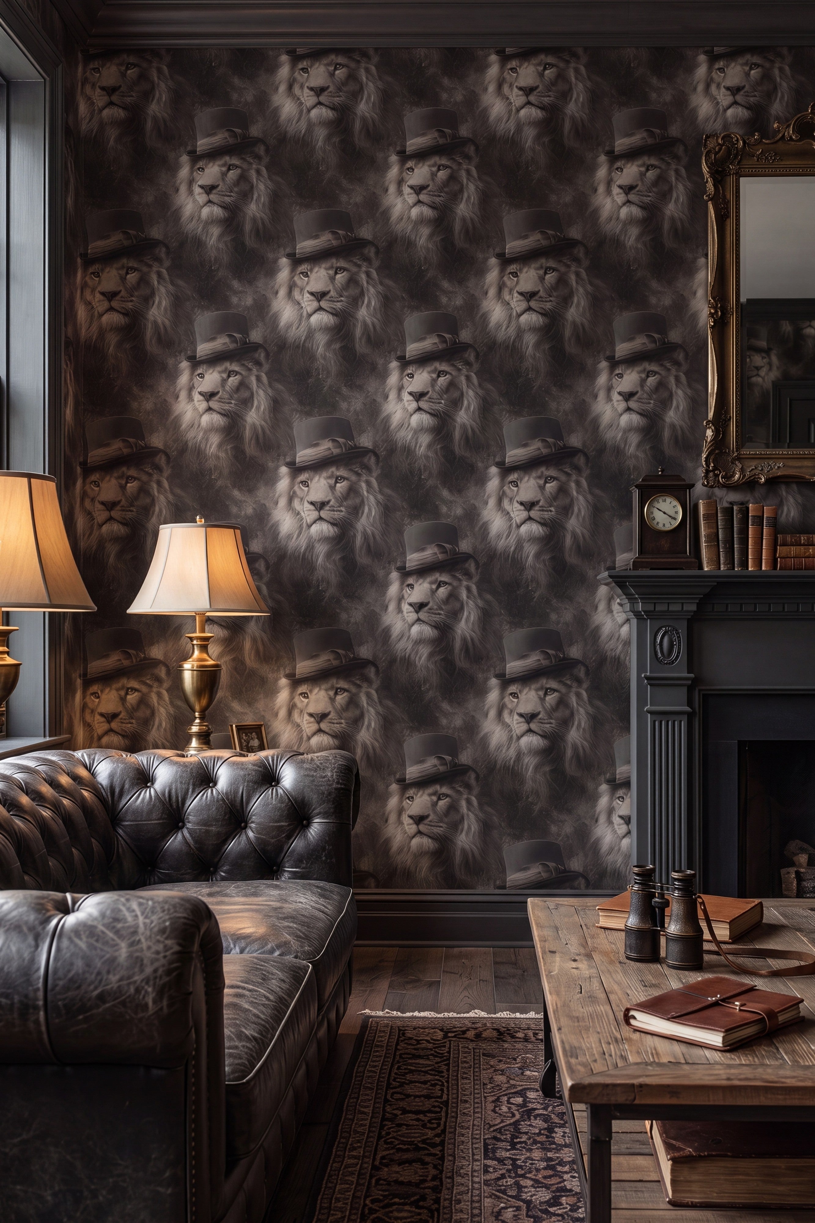 Ash King wallpaper shown in a living room