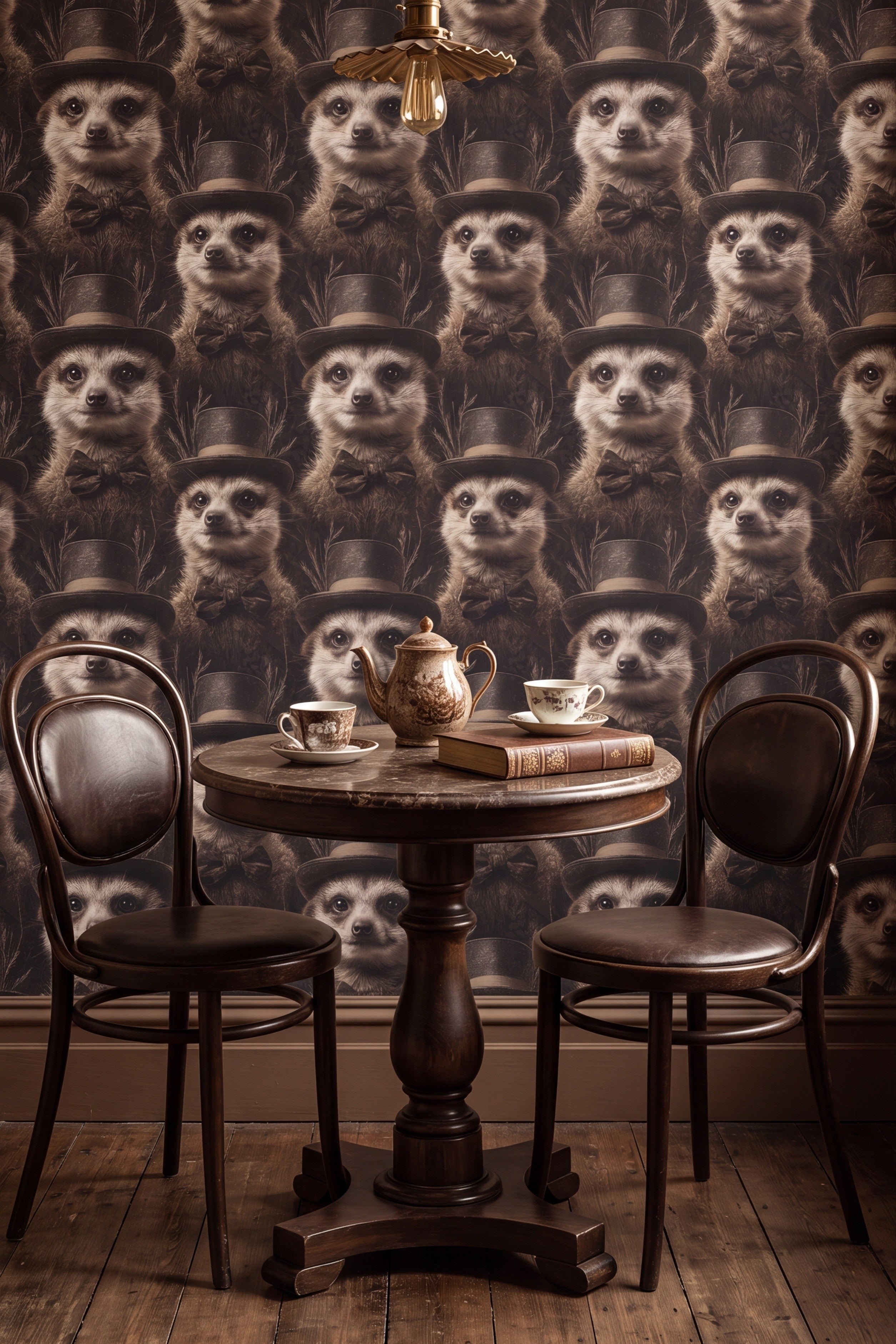 The Lookout wallpaper shown in a reading nook