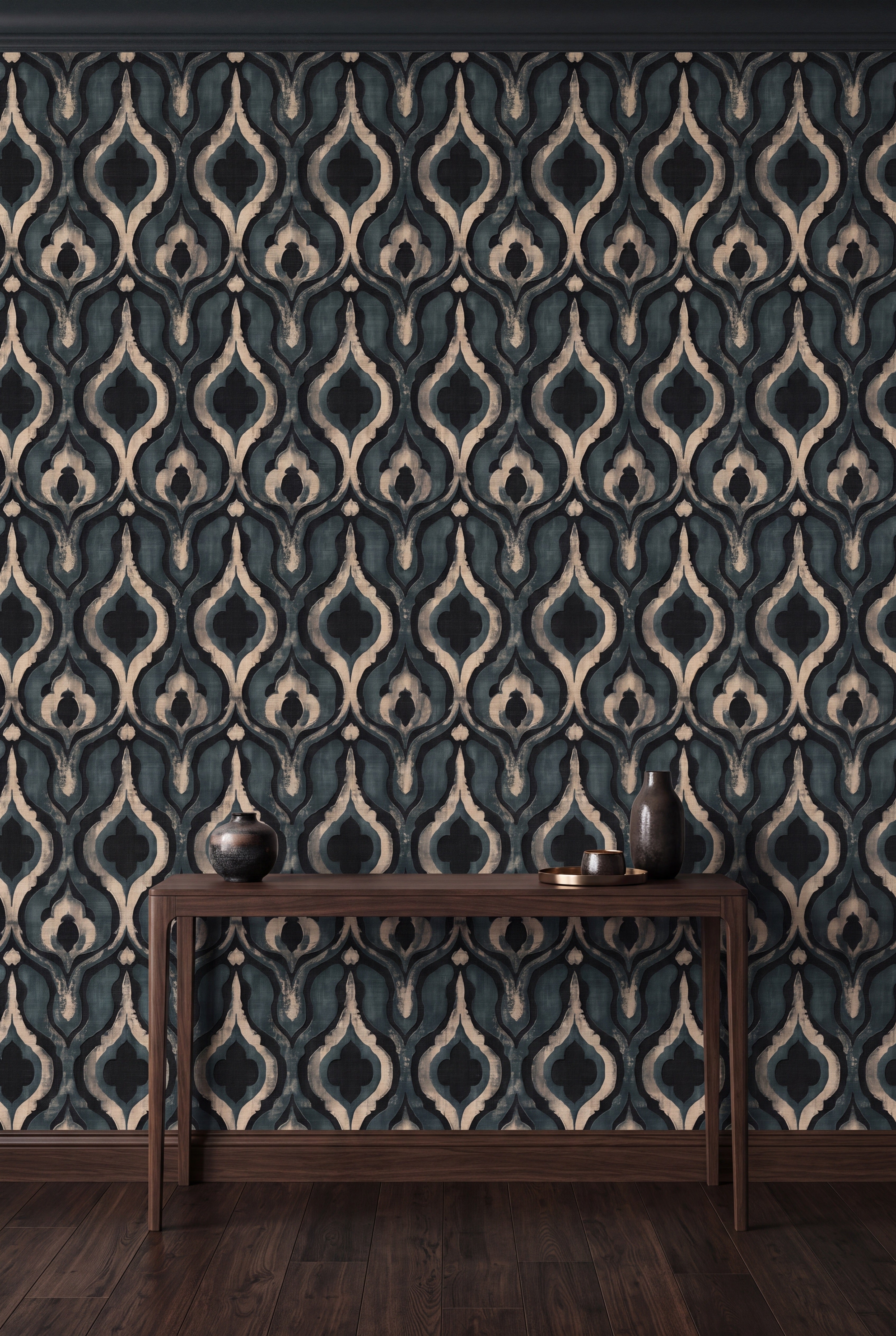 Harbor Lantern wallpaper shown in an accent wall