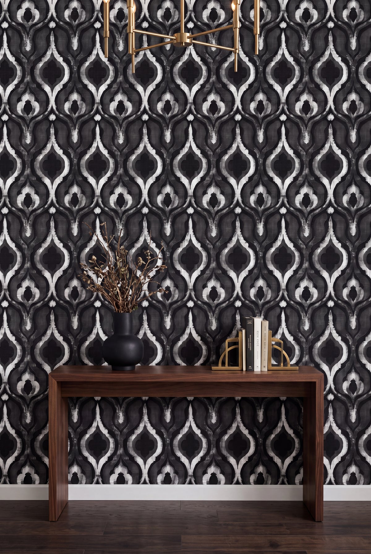 Ash Lantern wallpaper shown in an accent wall