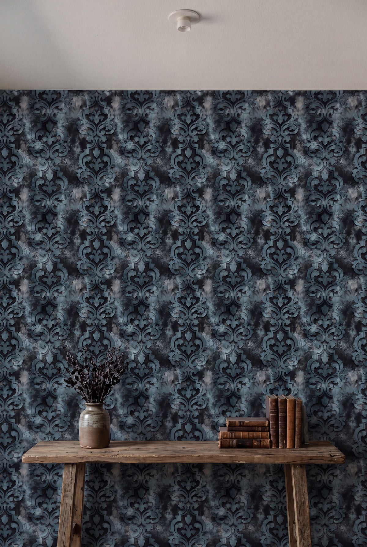 Storm Relic wallpaper shown in an accent wall