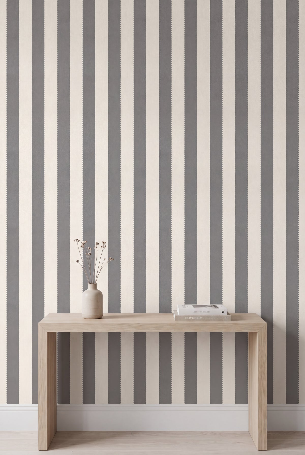 Charcoal Ribbon wallpaper shown in an accent wall