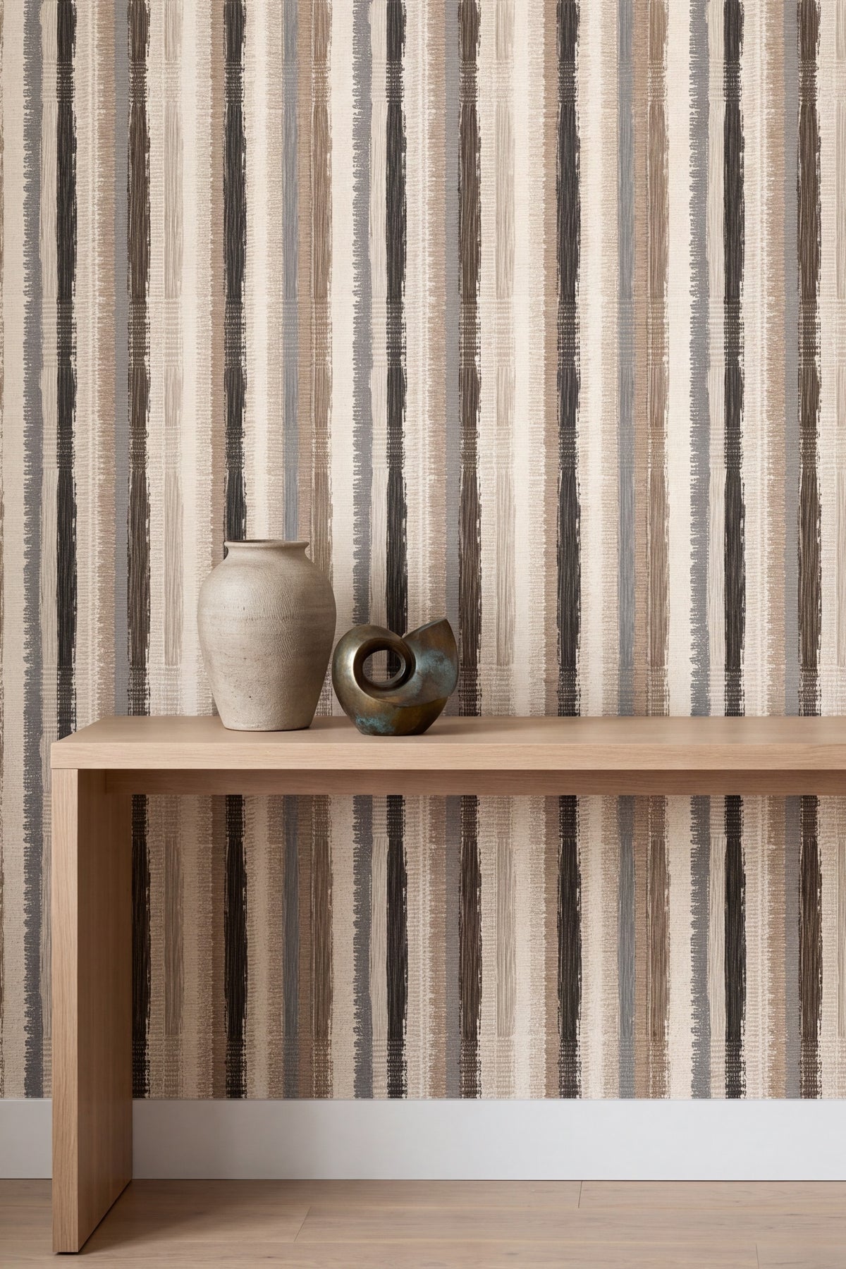 Homespun Stripe wallpaper shown in an accent wall