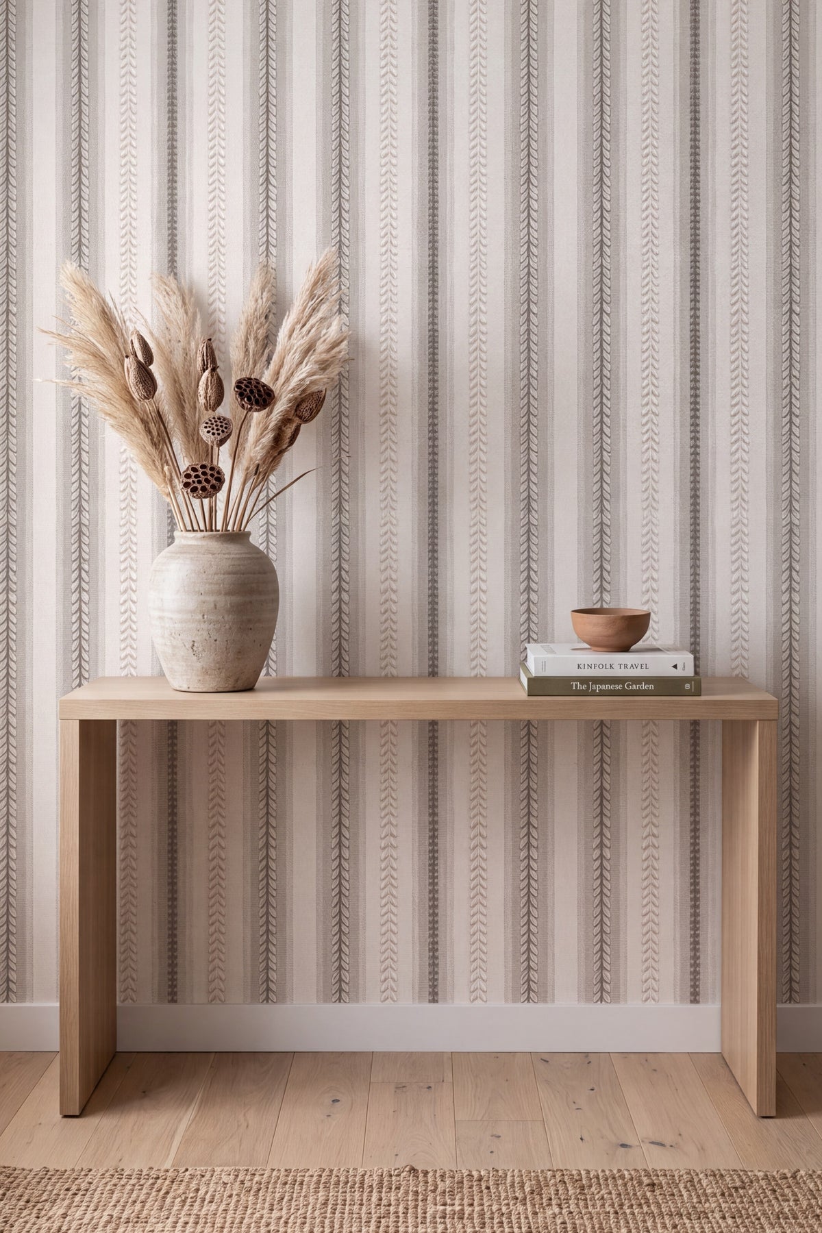 Wheatstitch wallpaper shown in an accent wall