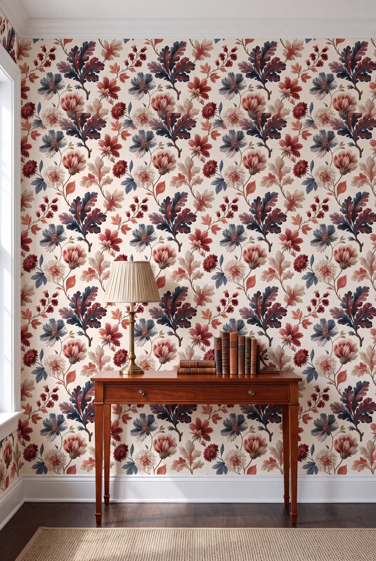 Autumn Posy wallpaper shown in an accent wall
