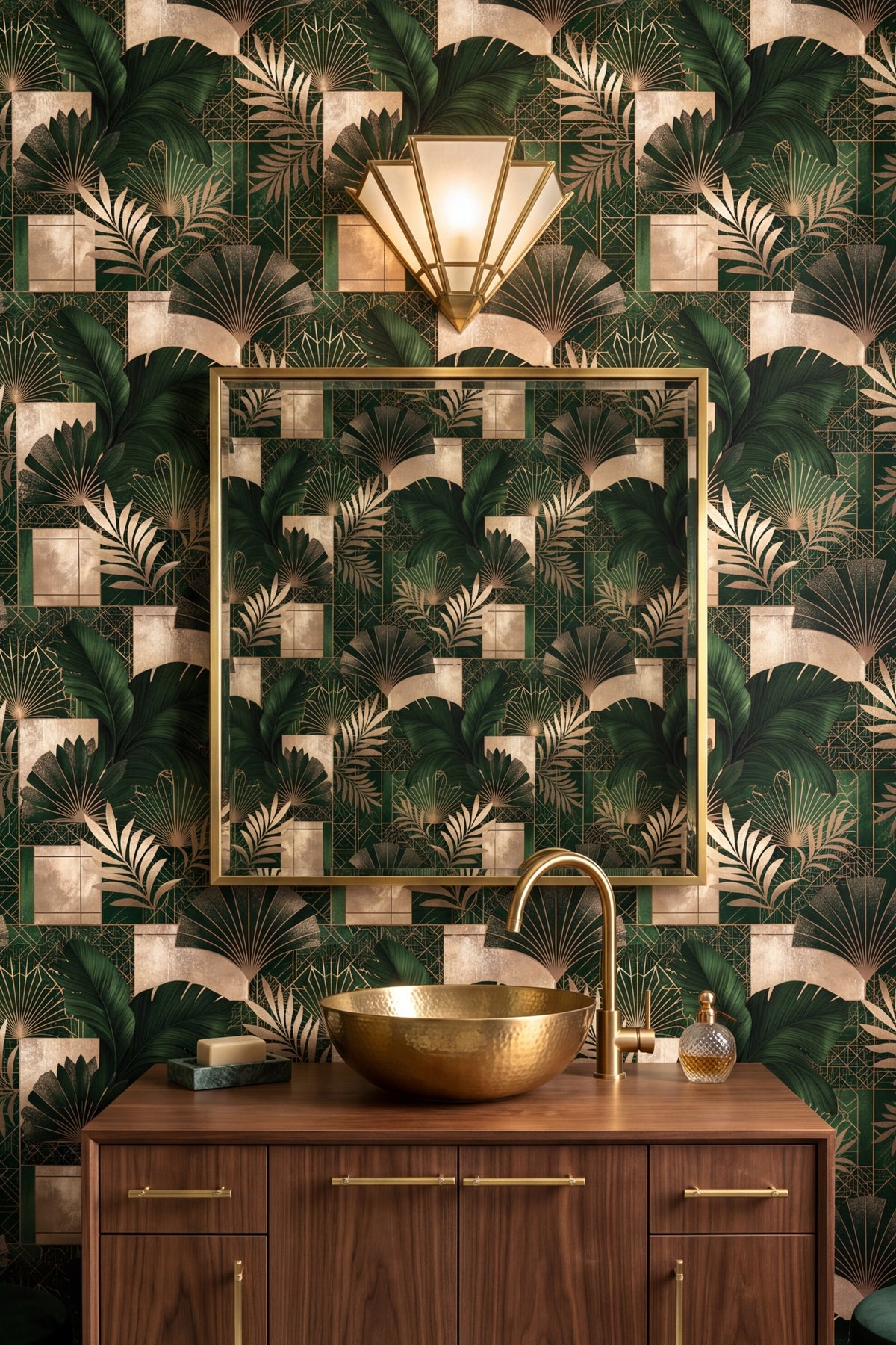 Ivy Gala wallpaper shown in a bathroom