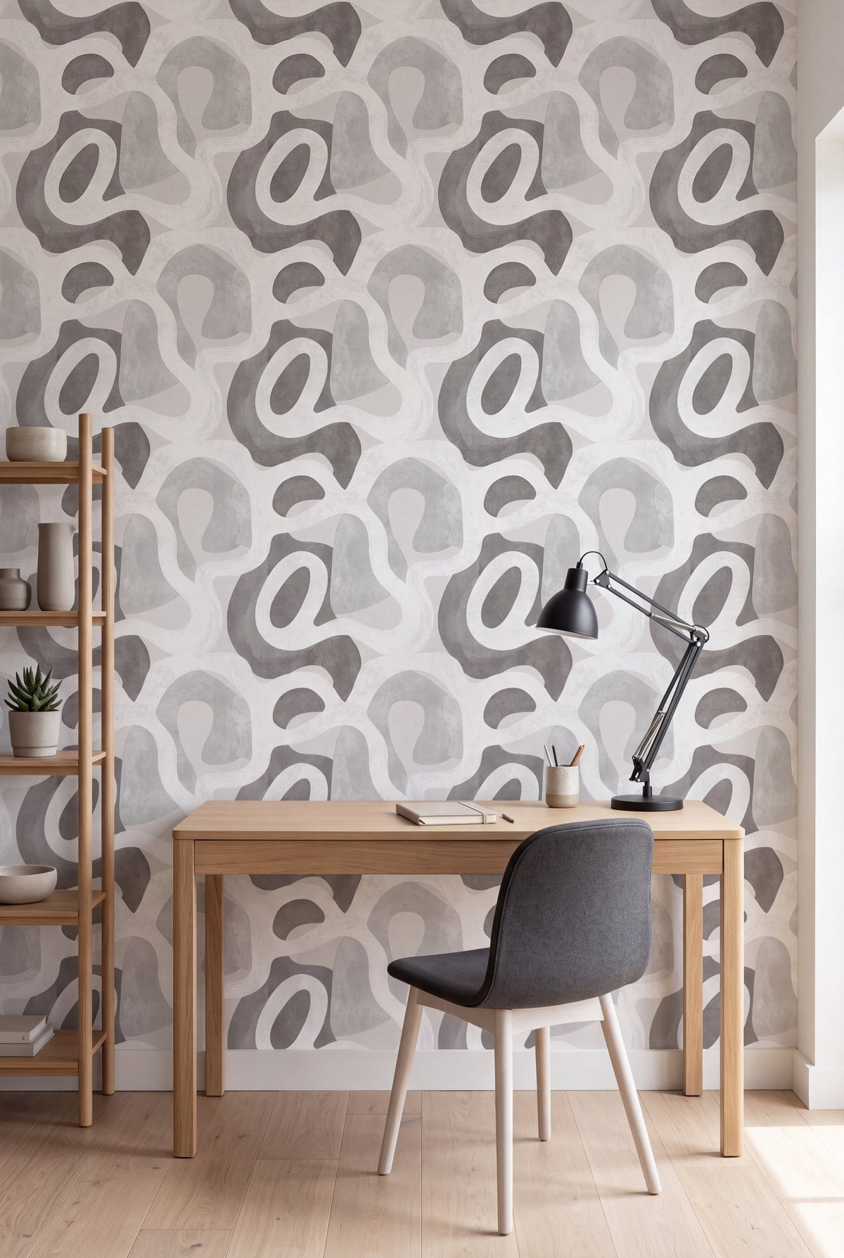 Stone Terrain wallpaper shown in a home office