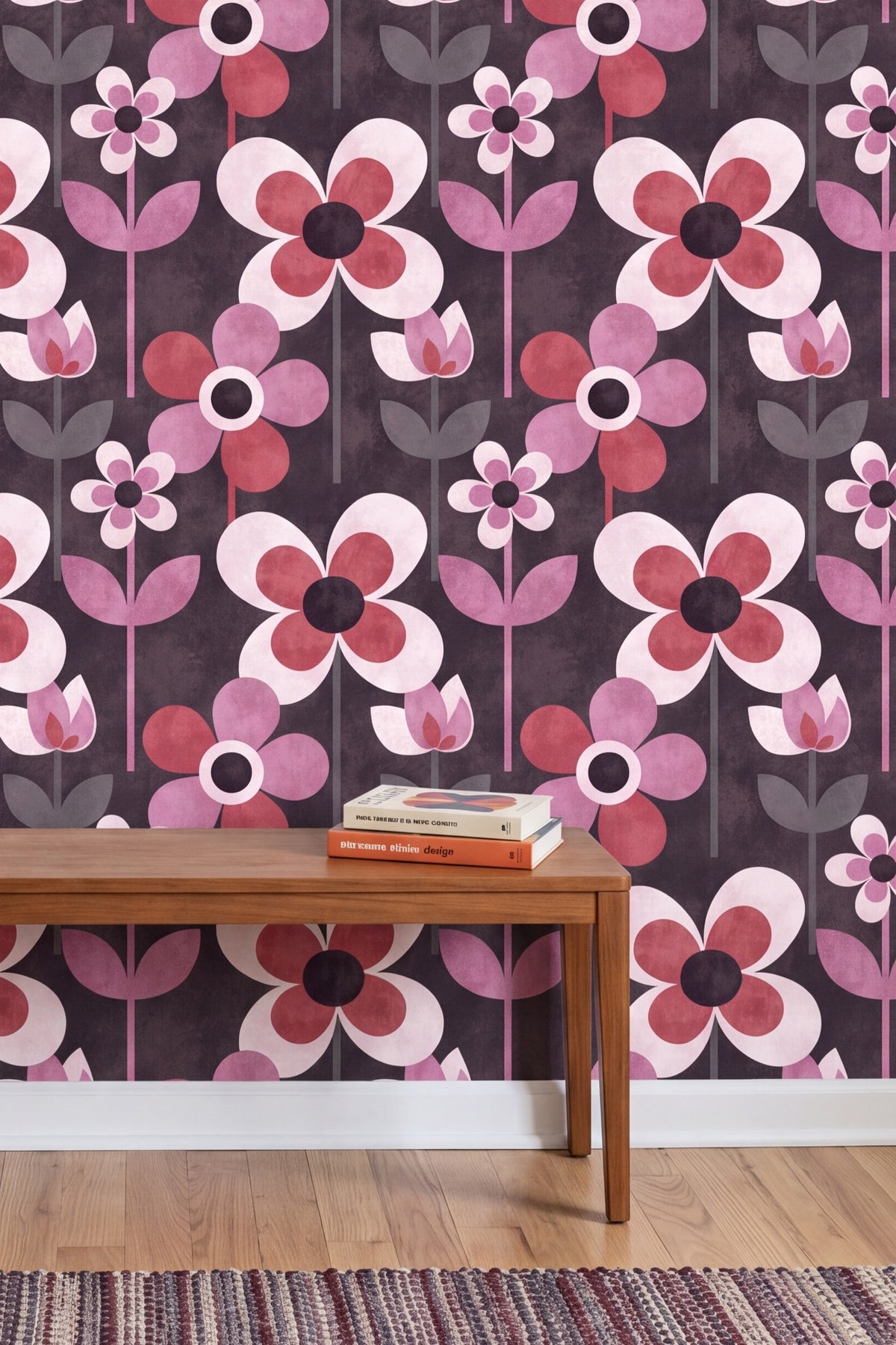 Orchid Mod wallpaper shown in an accent wall