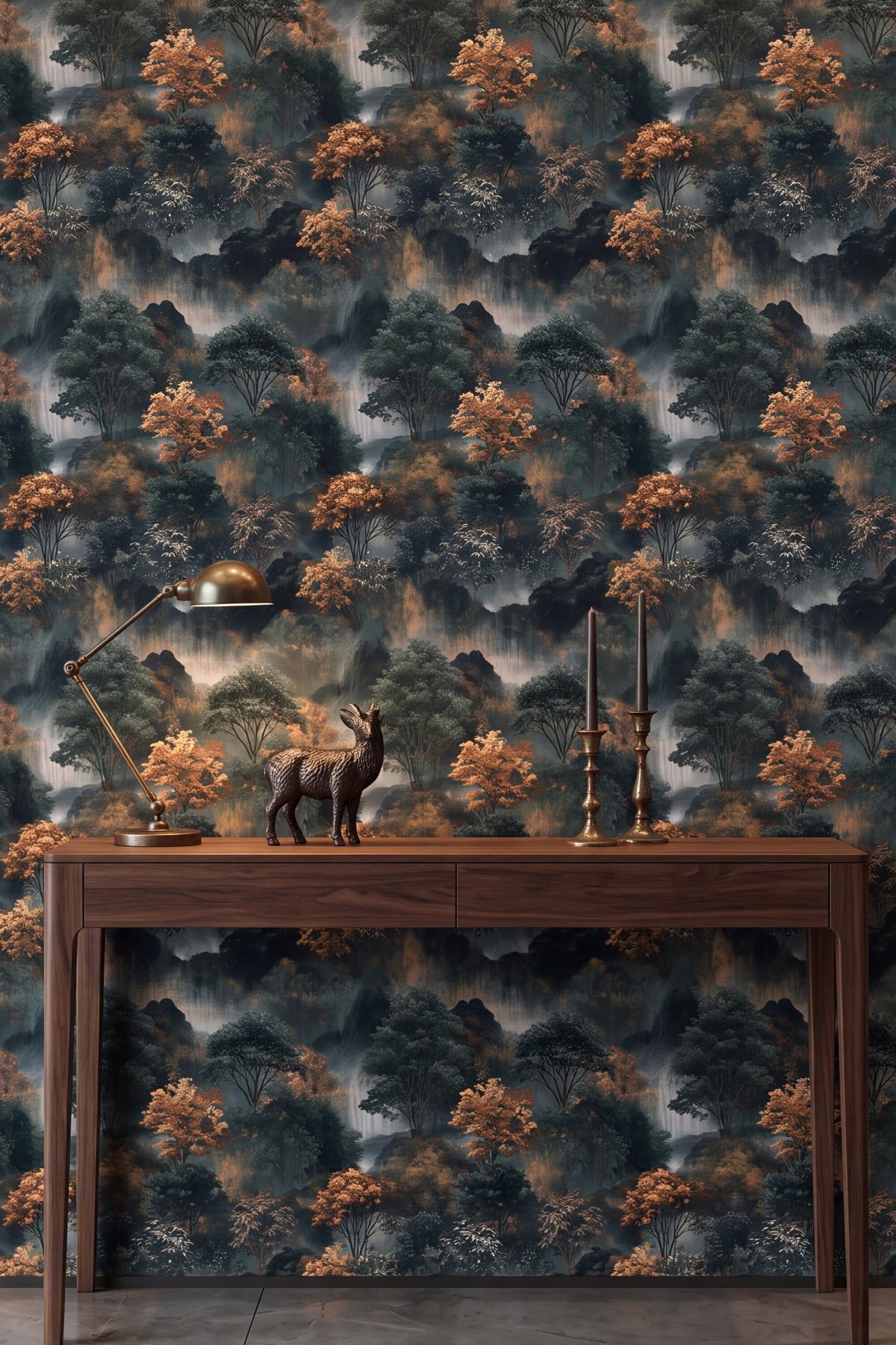 Amber Falls wallpaper shown in an accent wall
