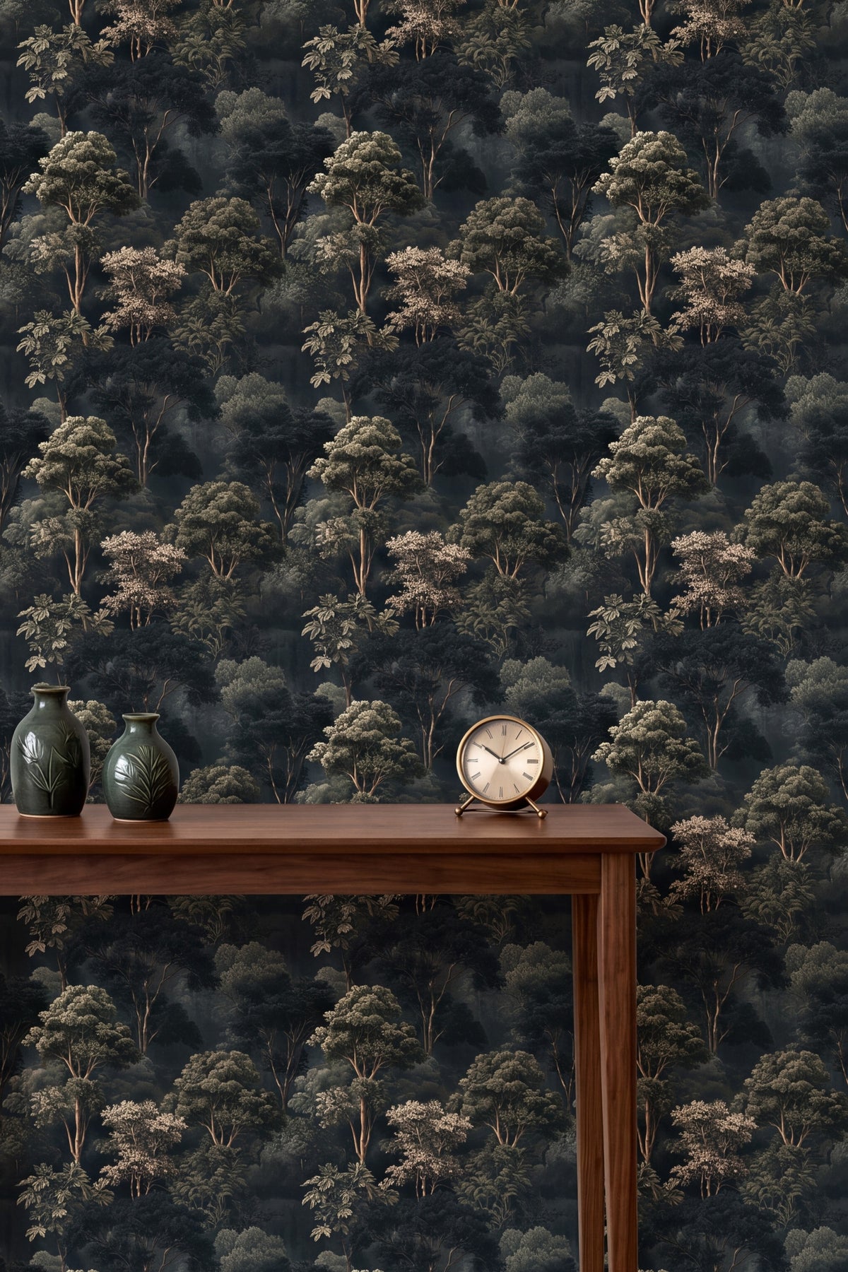 Grand Arboretum wallpaper shown in an accent wall
