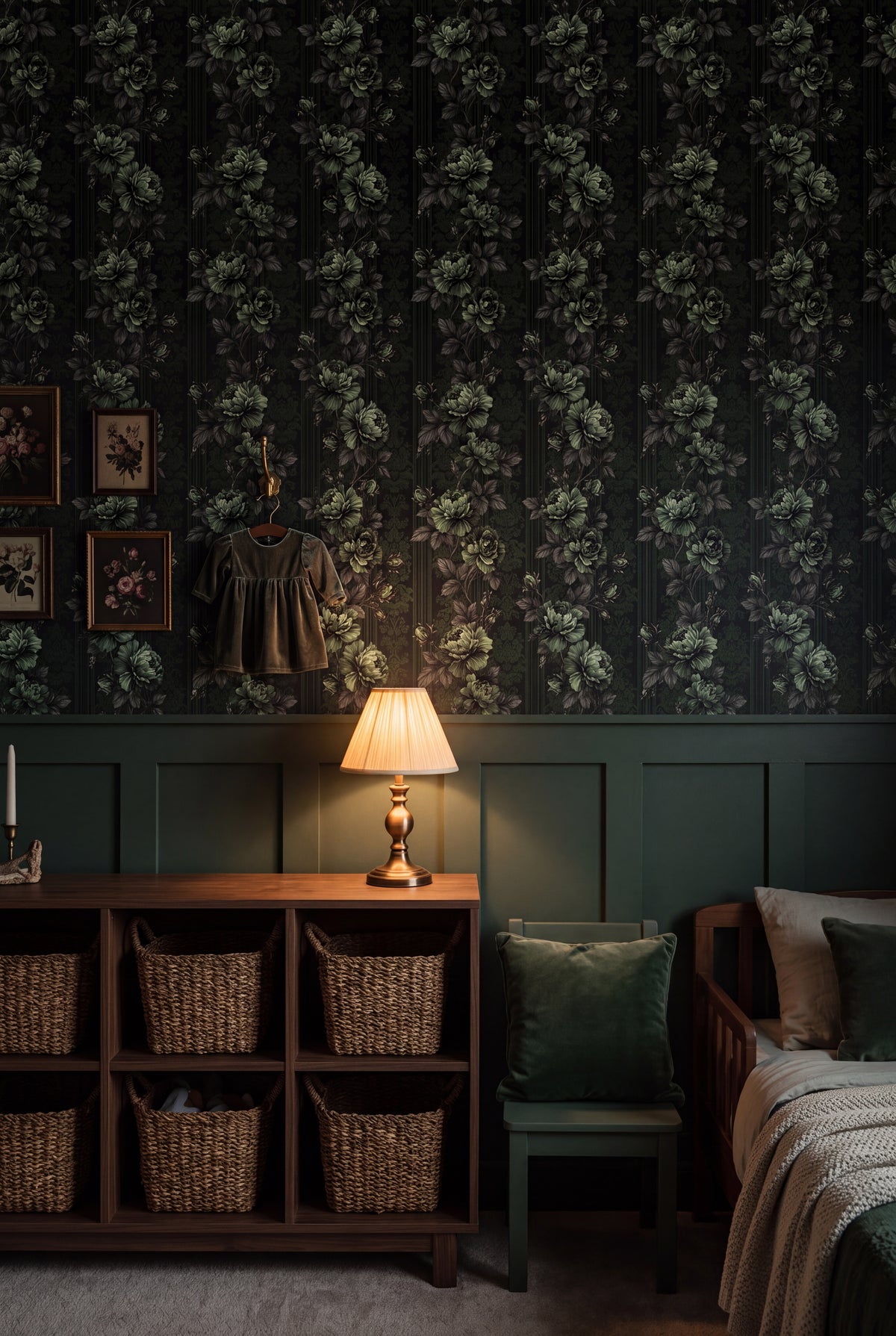 Ivy Nocturne wallpaper shown in a kids room