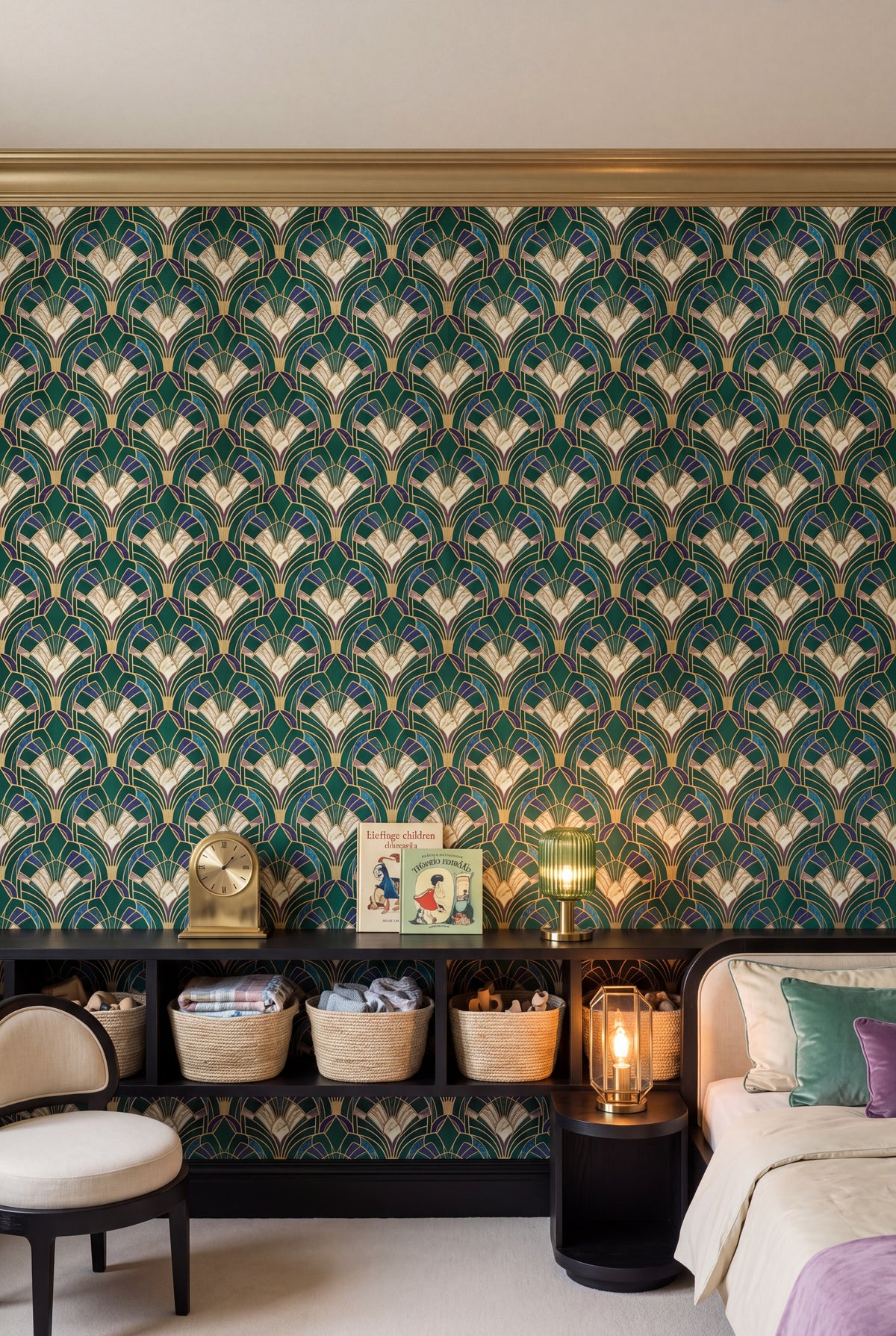 Jade Deco Fan wallpaper shown in a kids room
