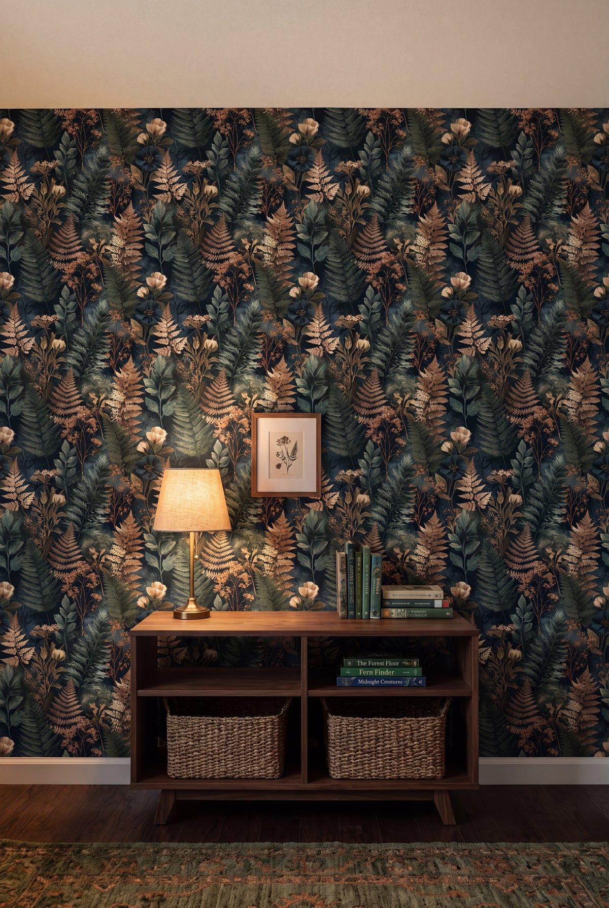 Golden Fernery wallpaper shown in a kids room