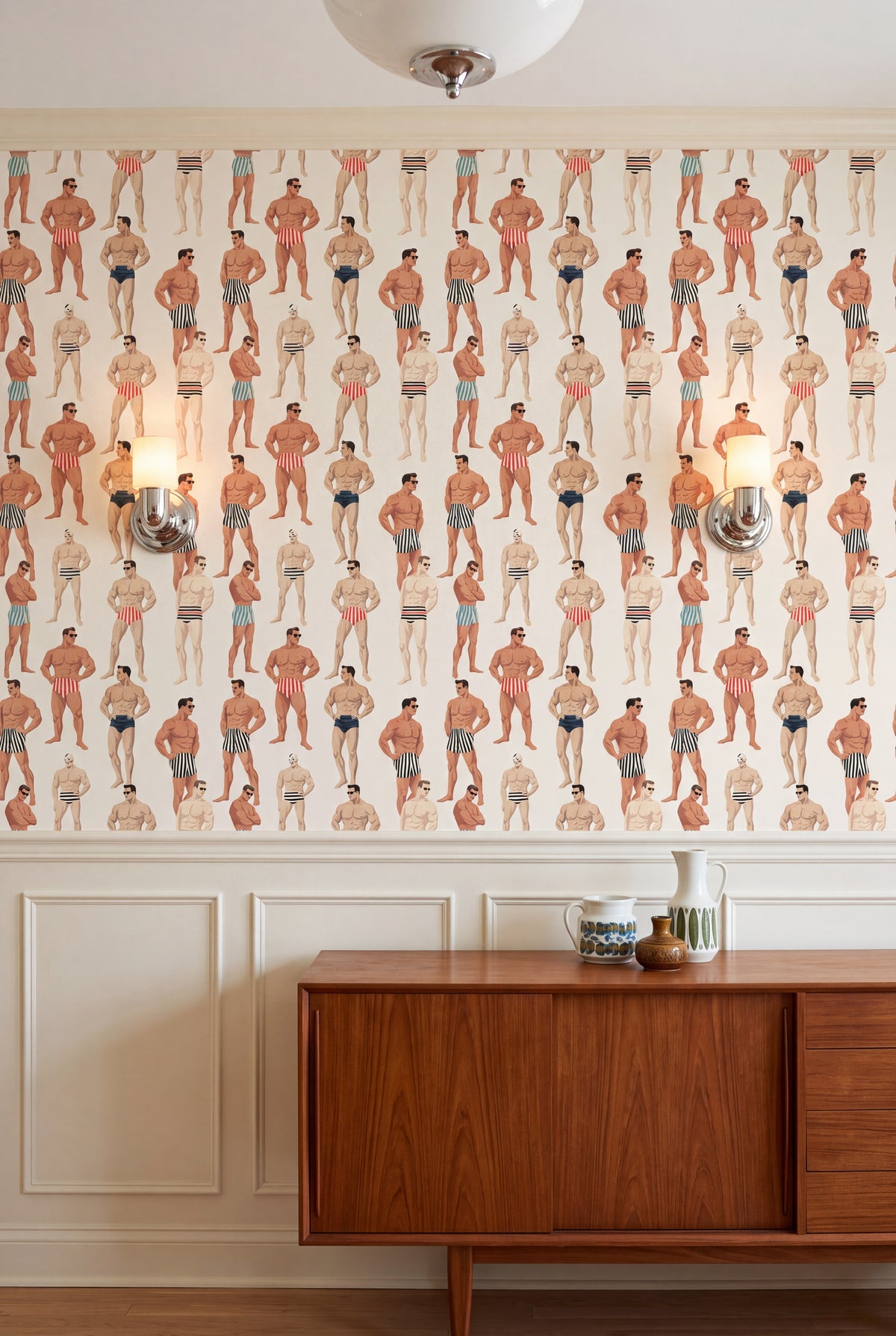 Cabana Club wallpaper shown in a dining room