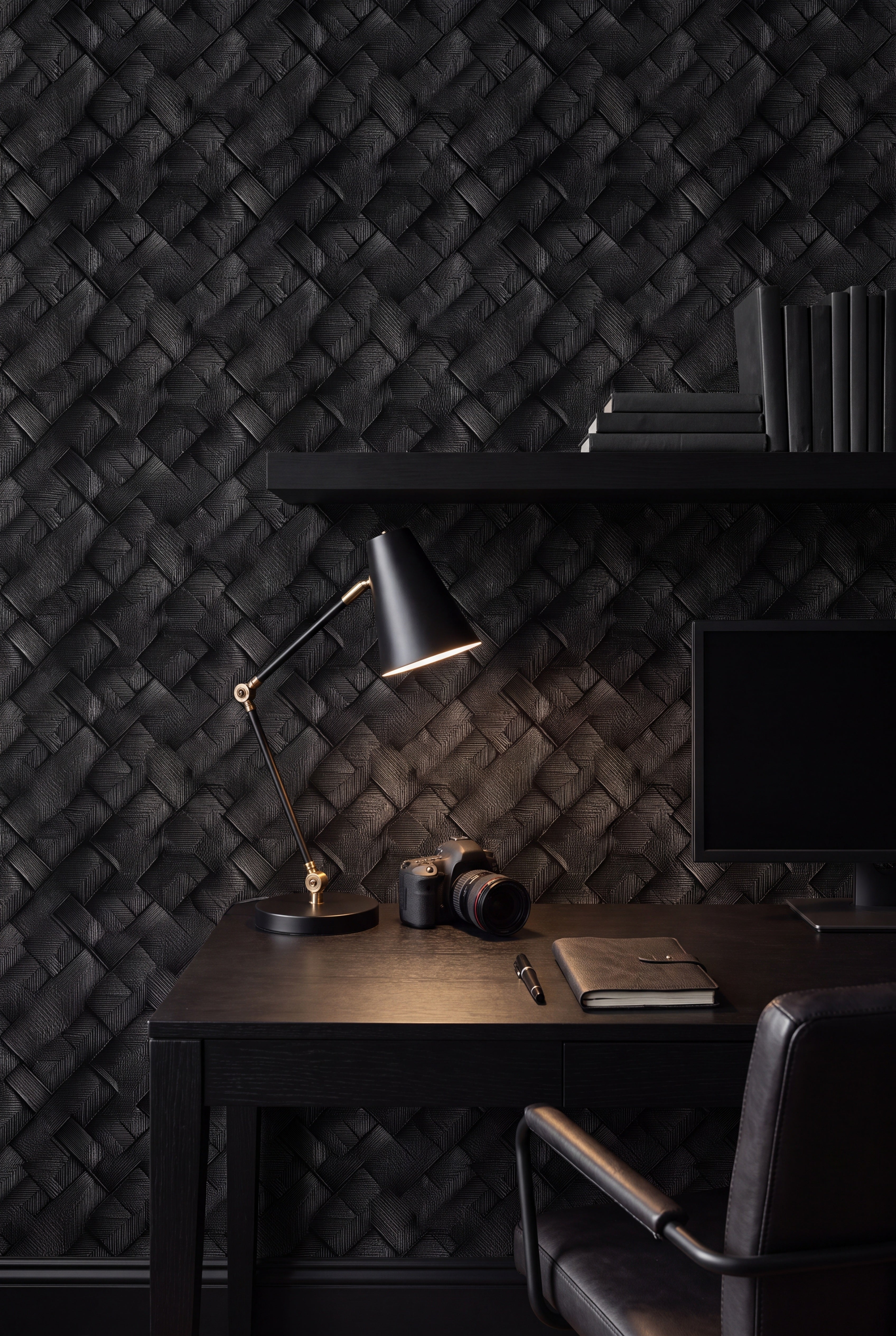 Milano Weave wallpaper shown in a home office