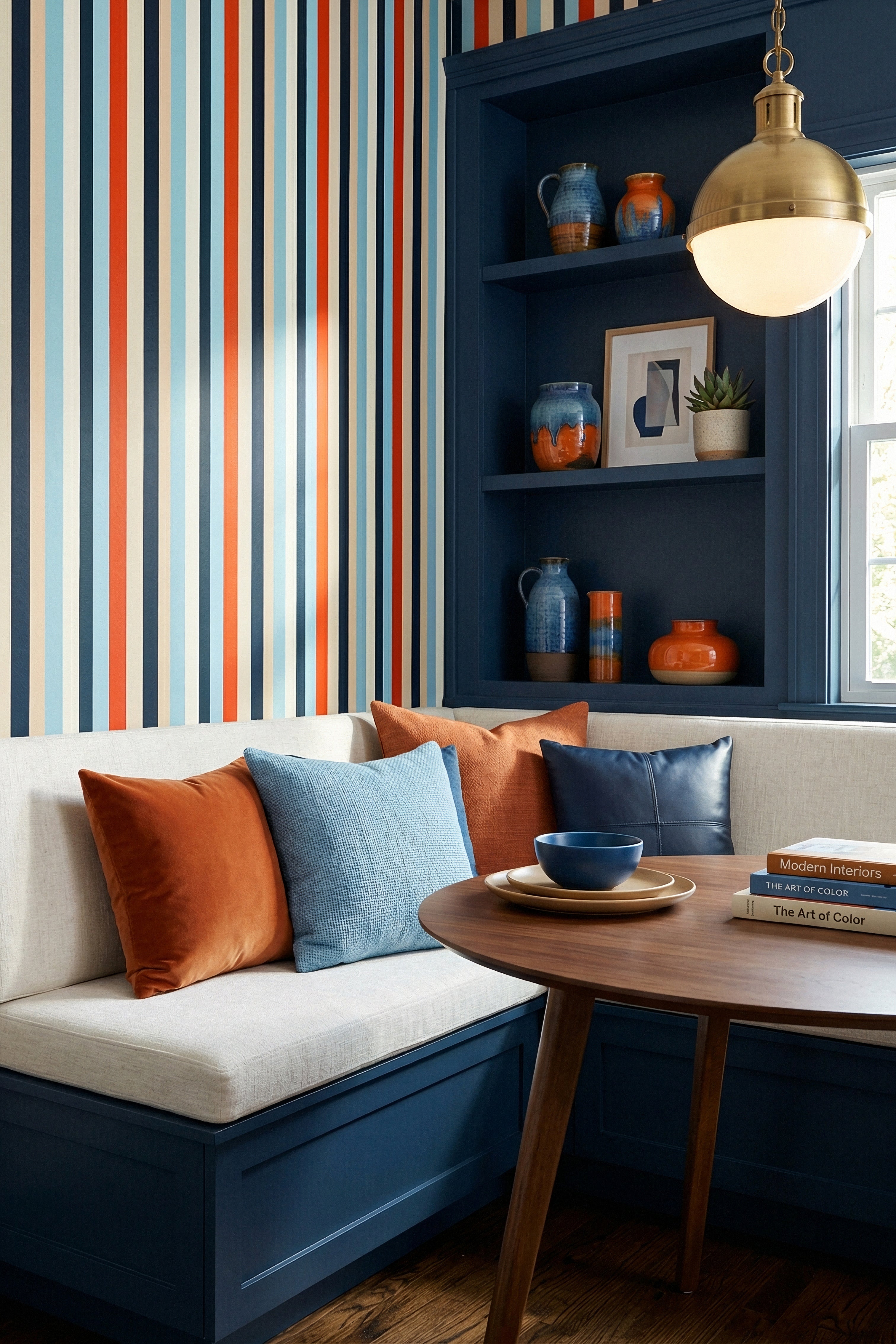 Regatta wallpaper shown in a cozy nook