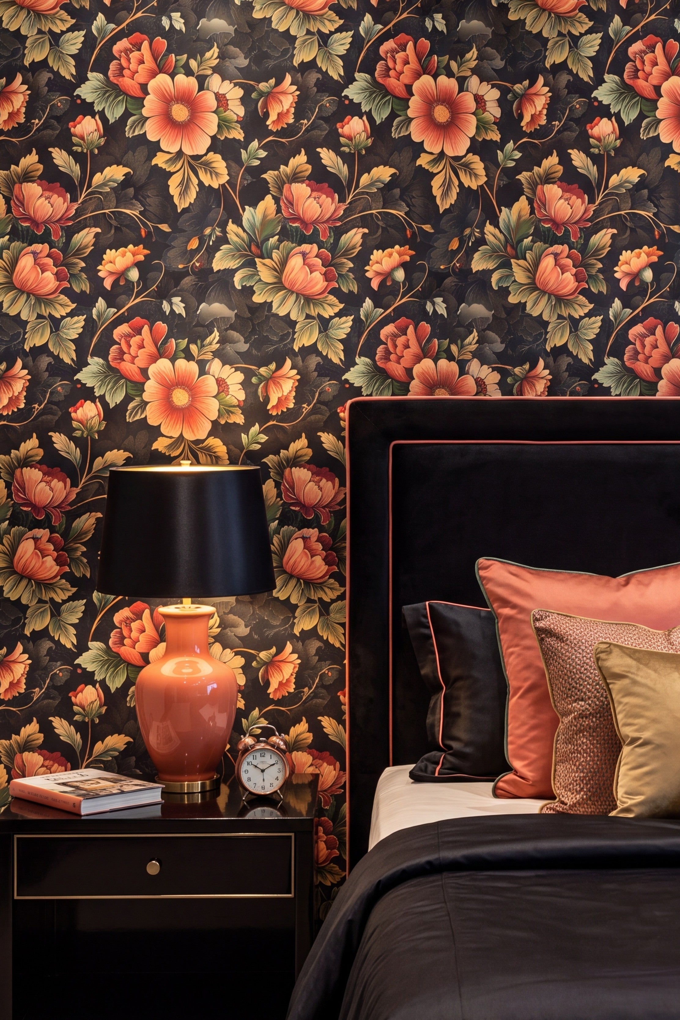 Farmstead wallpaper shown in a bedroom