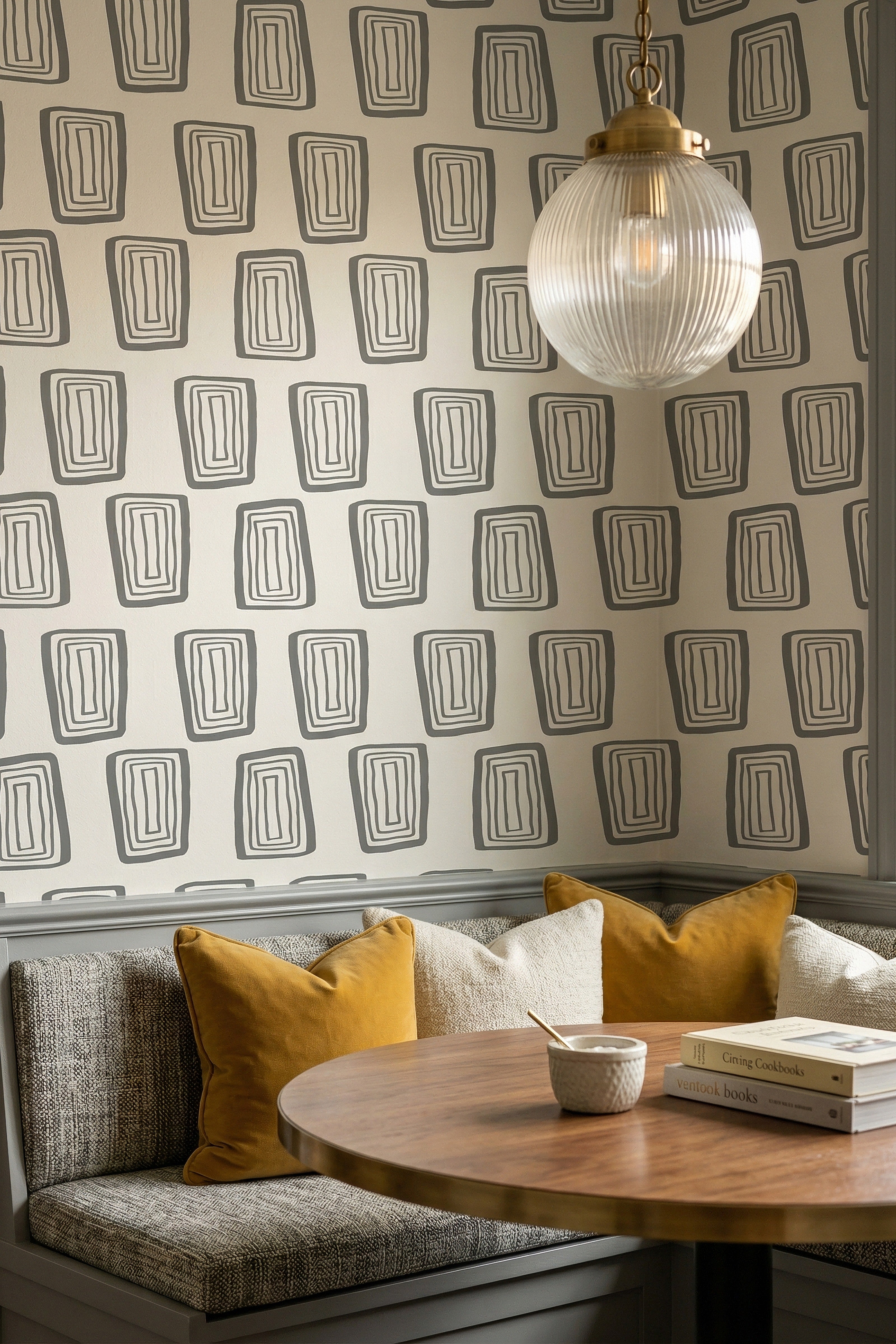Grayscale Mod wallpaper shown in a cozy nook