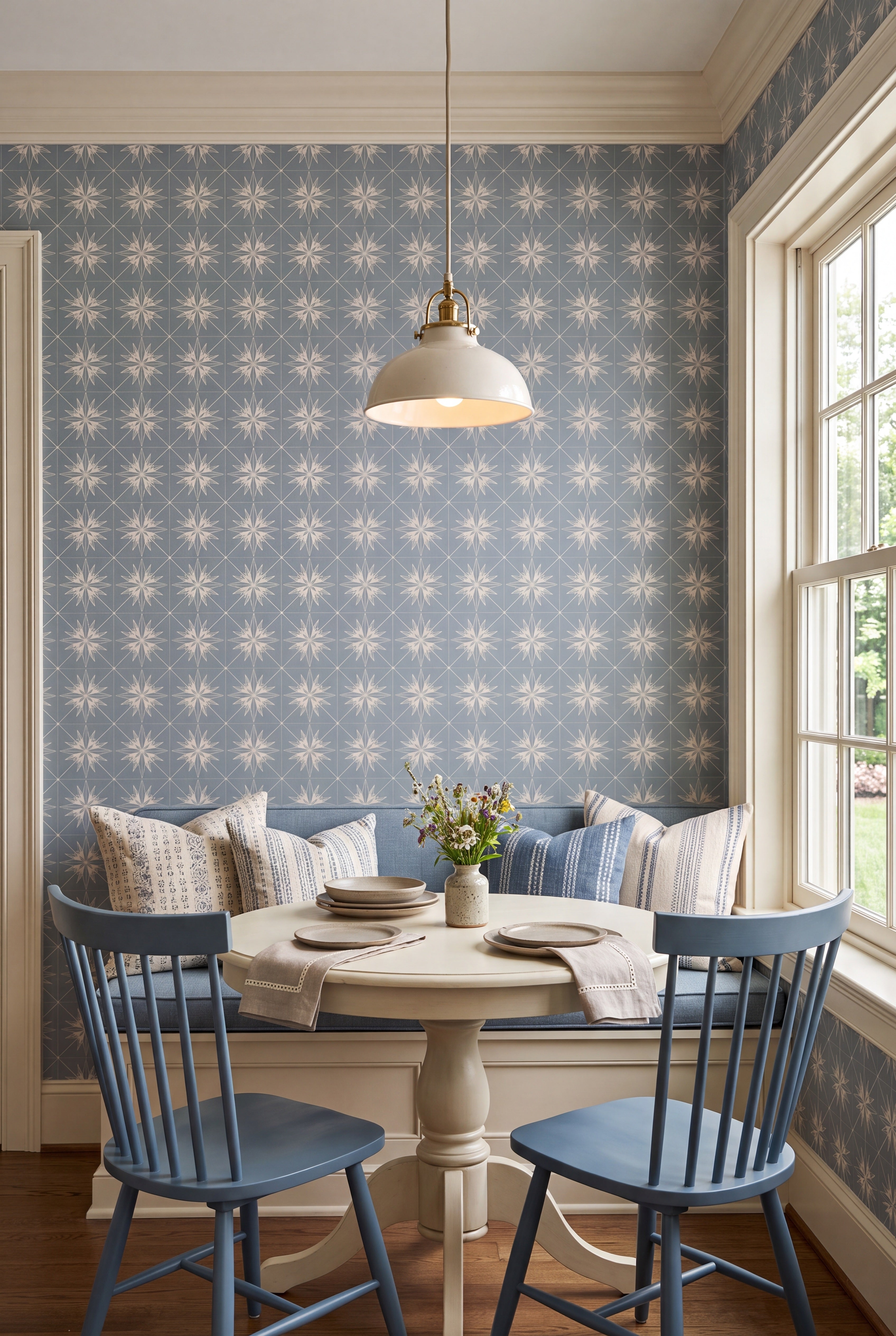 Retro Slate wallpaper shown in a cozy nook