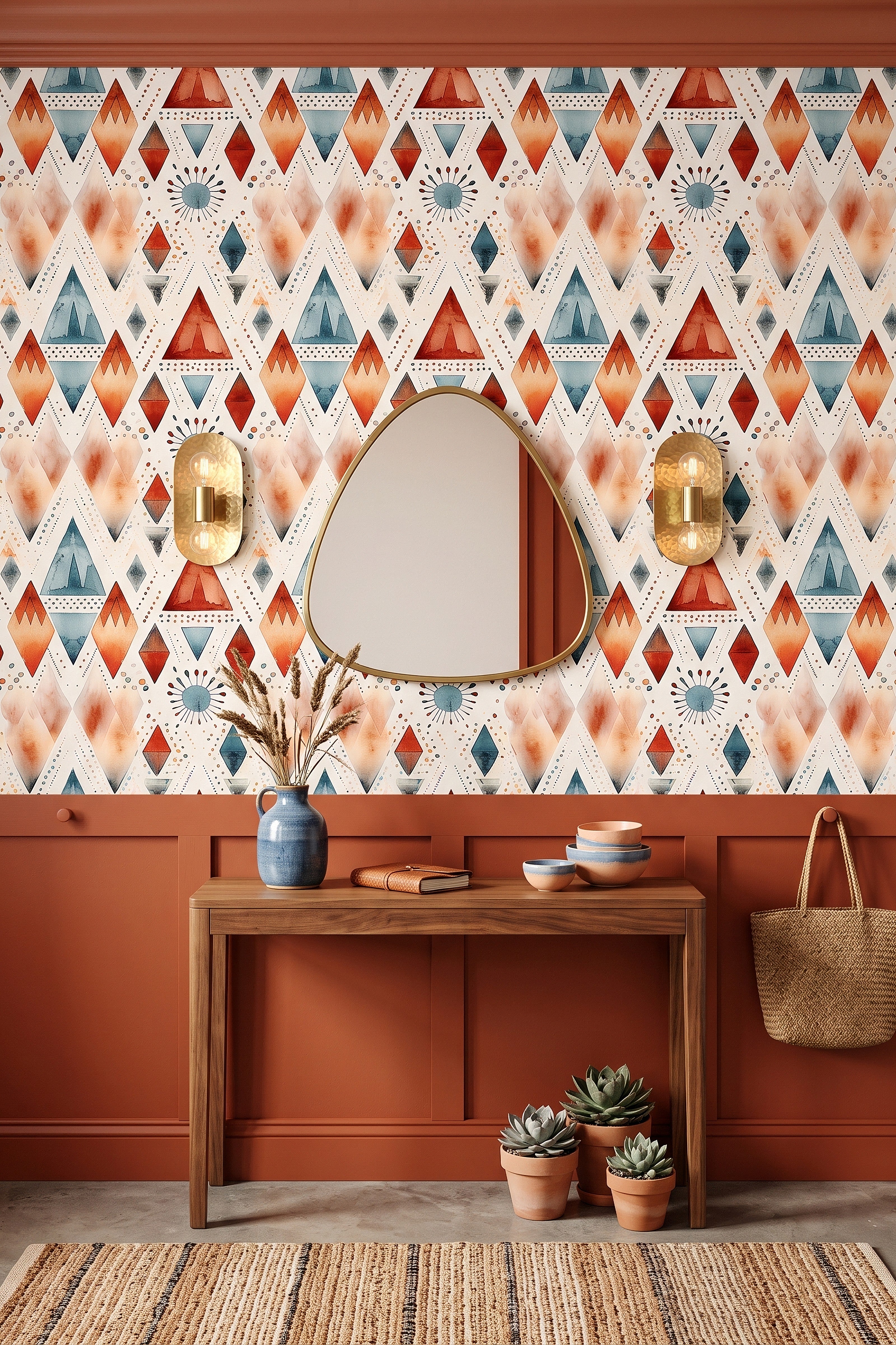 Desert Diamond wallpaper shown in an entryway