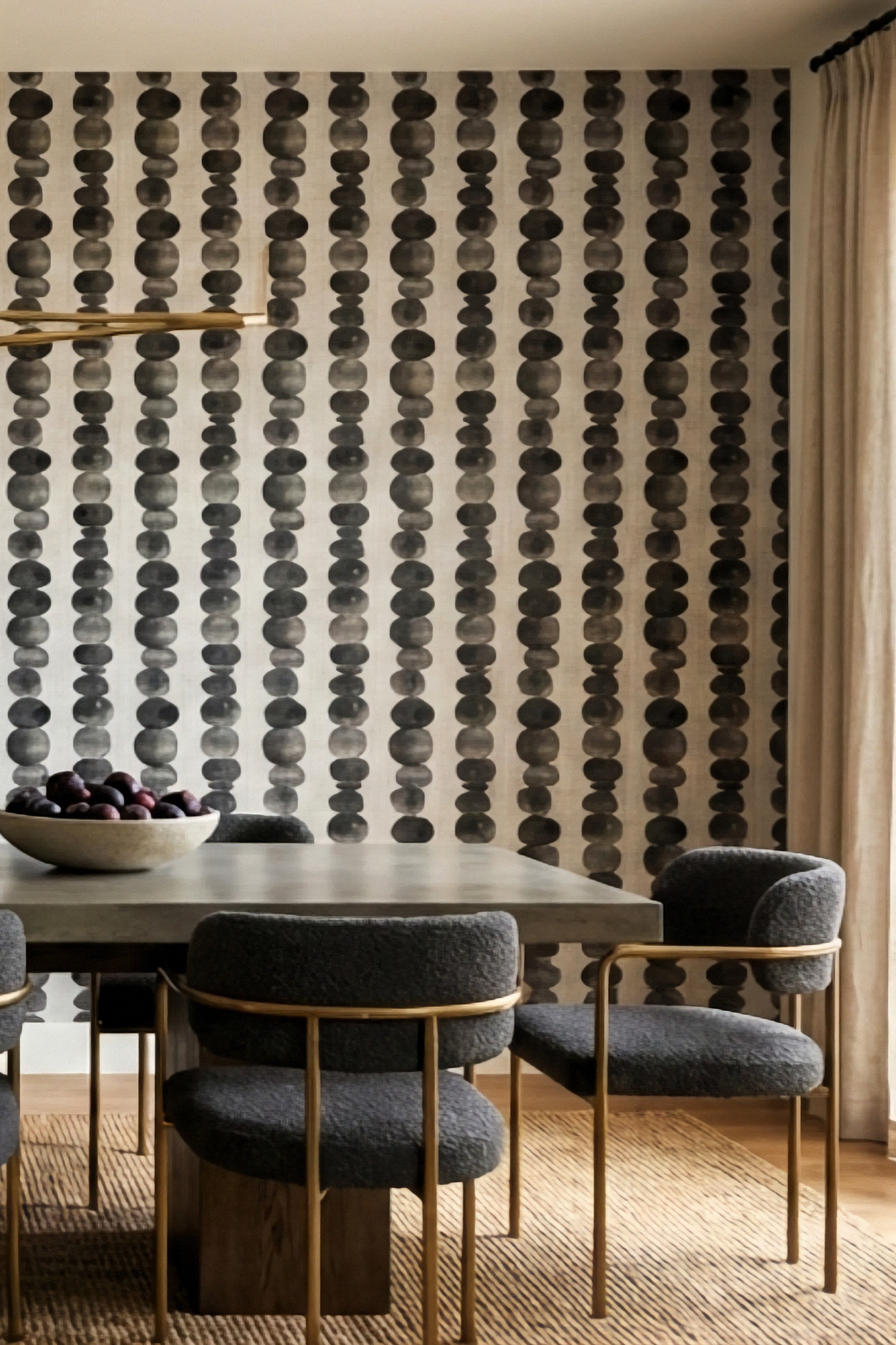 Ink Drops wallpaper shown in a dining room