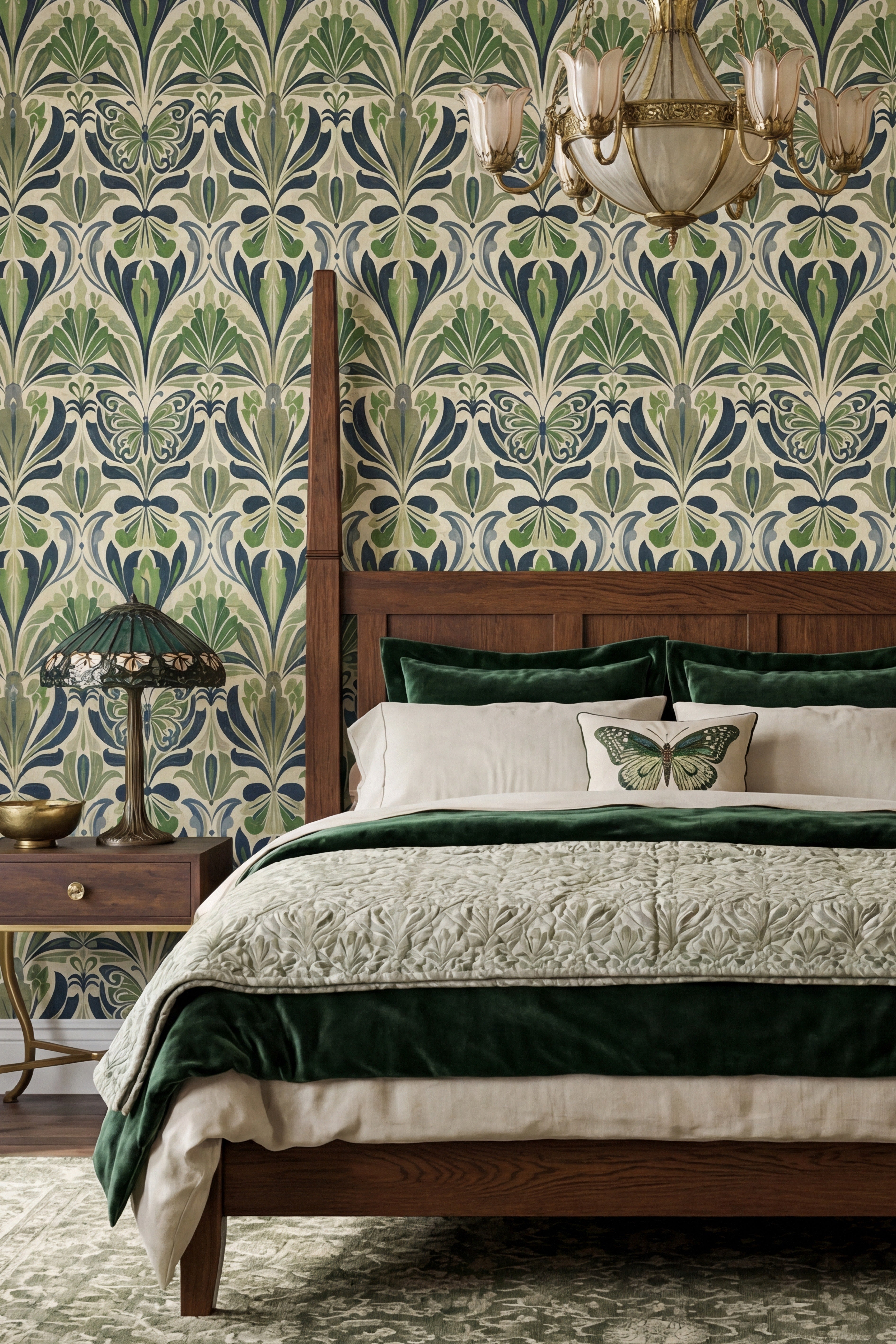 Forest Flutter wallpaper shown in a bedroom
