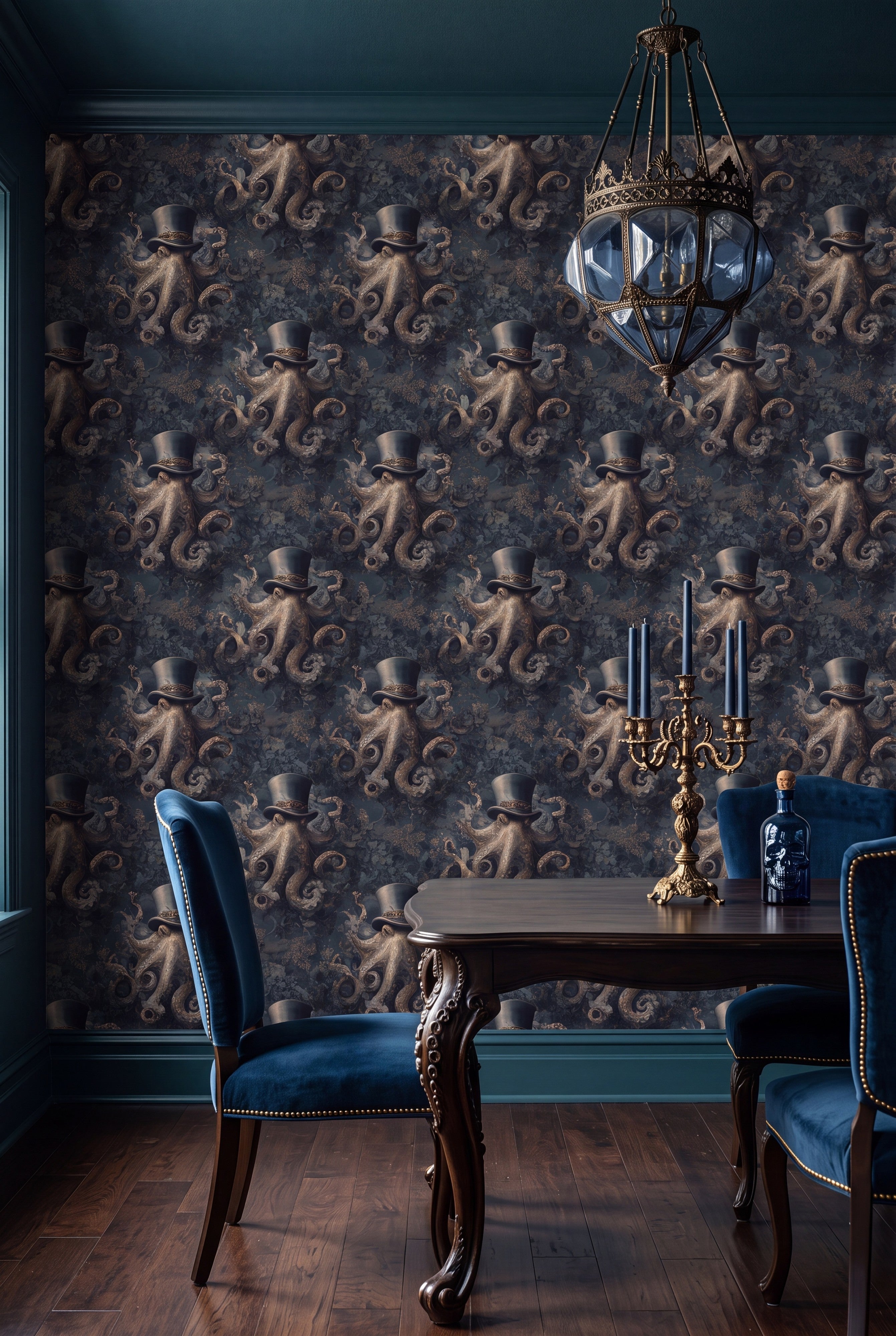 The Navigator wallpaper shown in a dining room