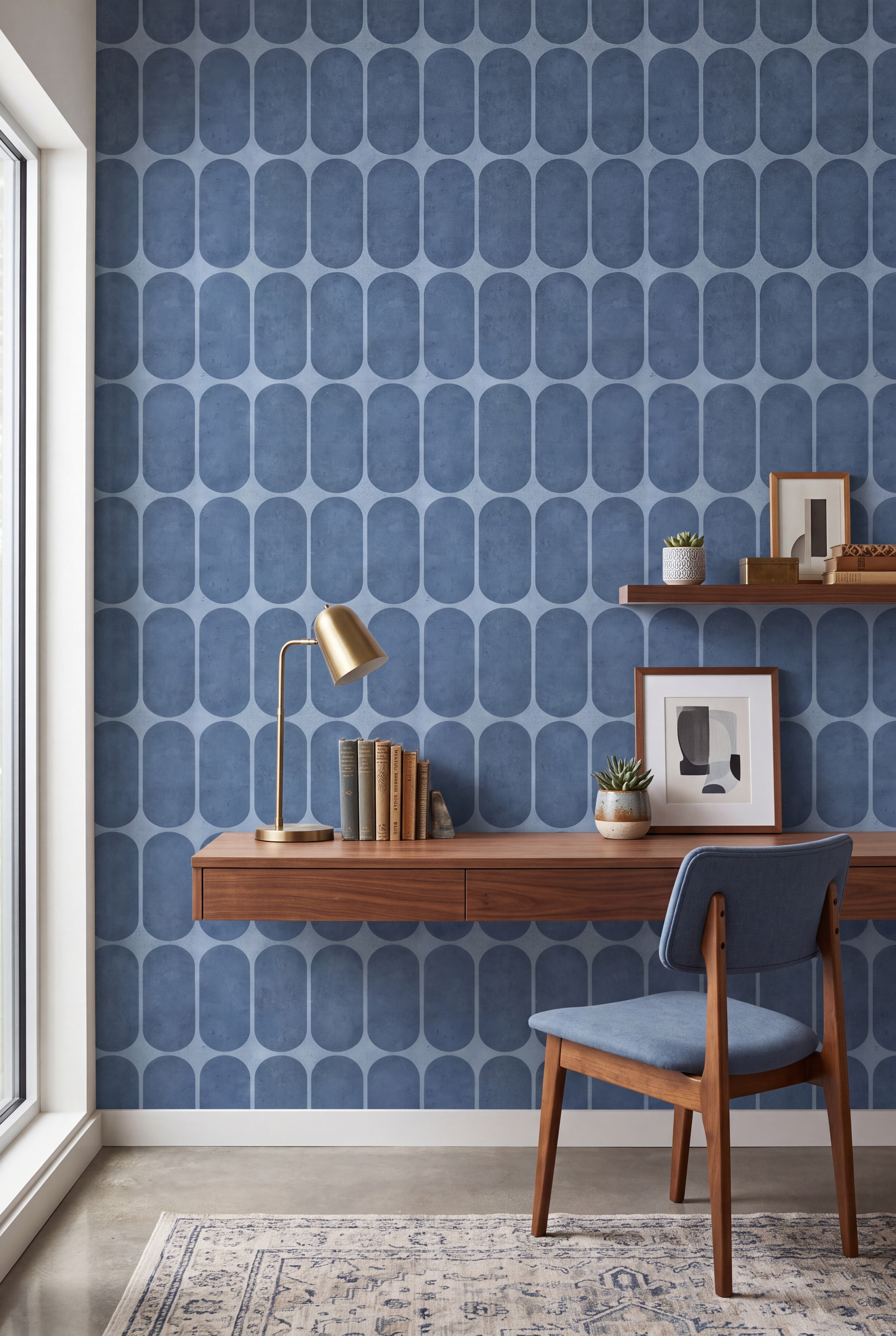 Slate Arcade wallpaper shown in a home office