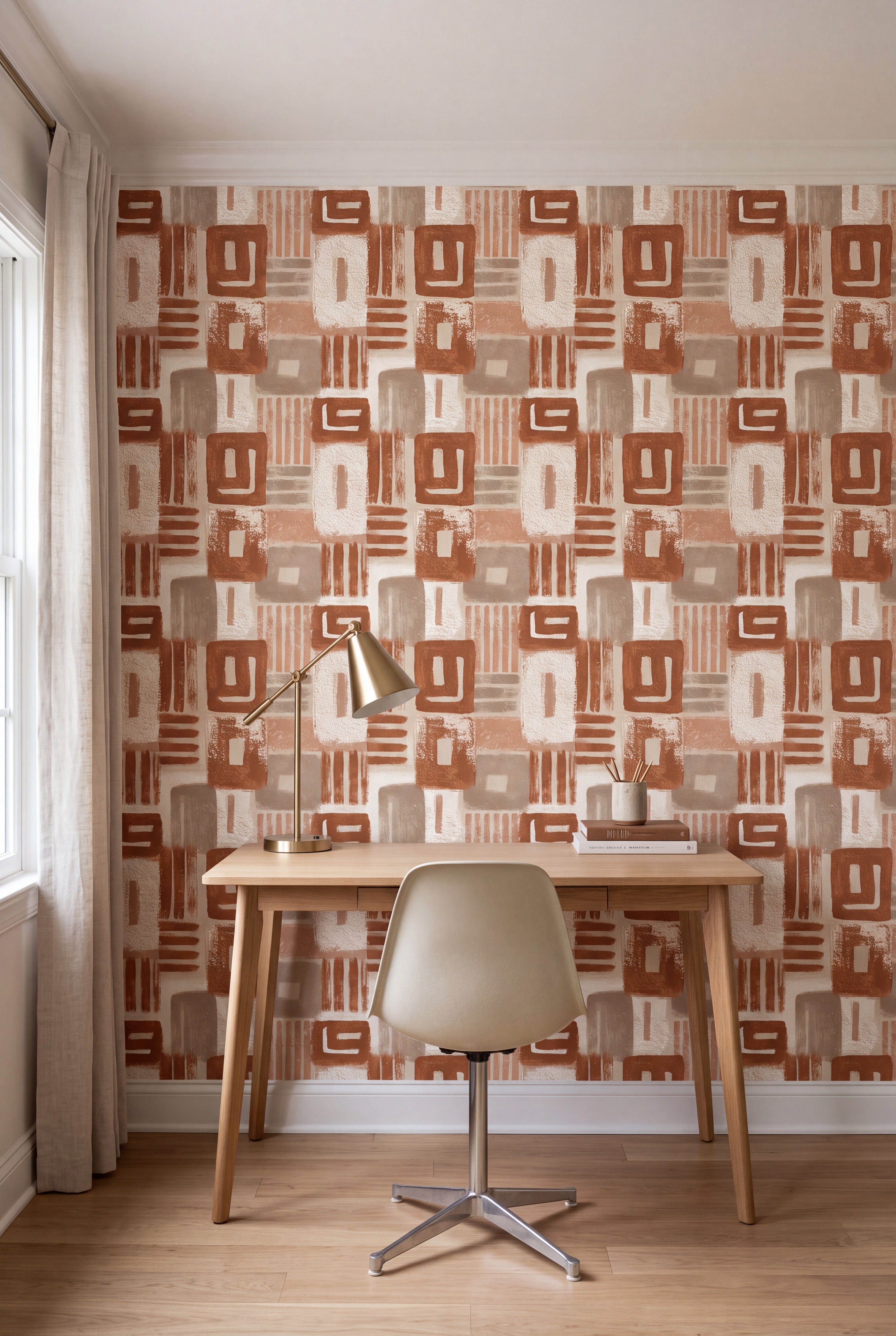 Quarry Lines wallpaper shown in a home office