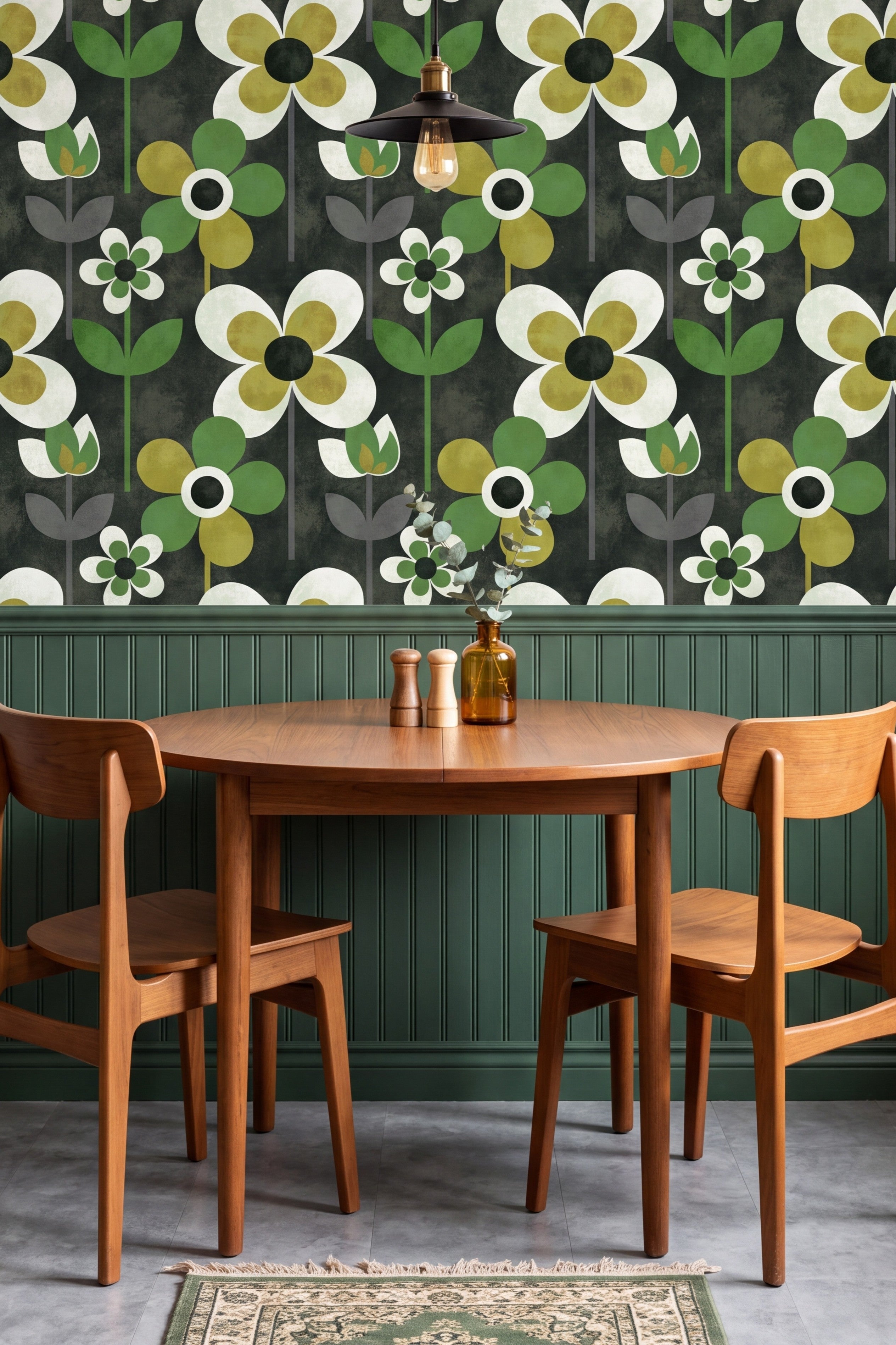 Pistachio Mod wallpaper shown in a kitchen